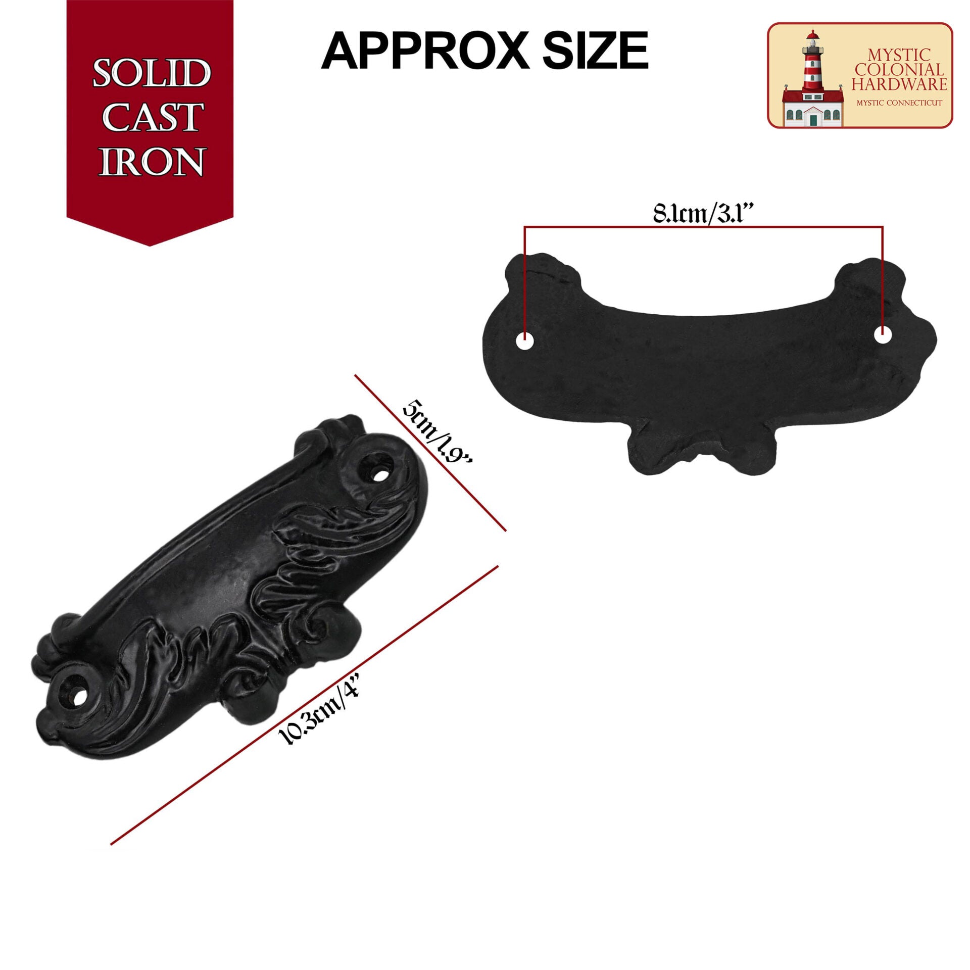 Imagen única de: Juego de 4 Tiradores de Hierro Fundido Rústico: Ideal para Ambientes Victorianos, Coloniales, Retro, Steampunk, Góticos, Barrocos y Medievales, (10.3x5) Cm