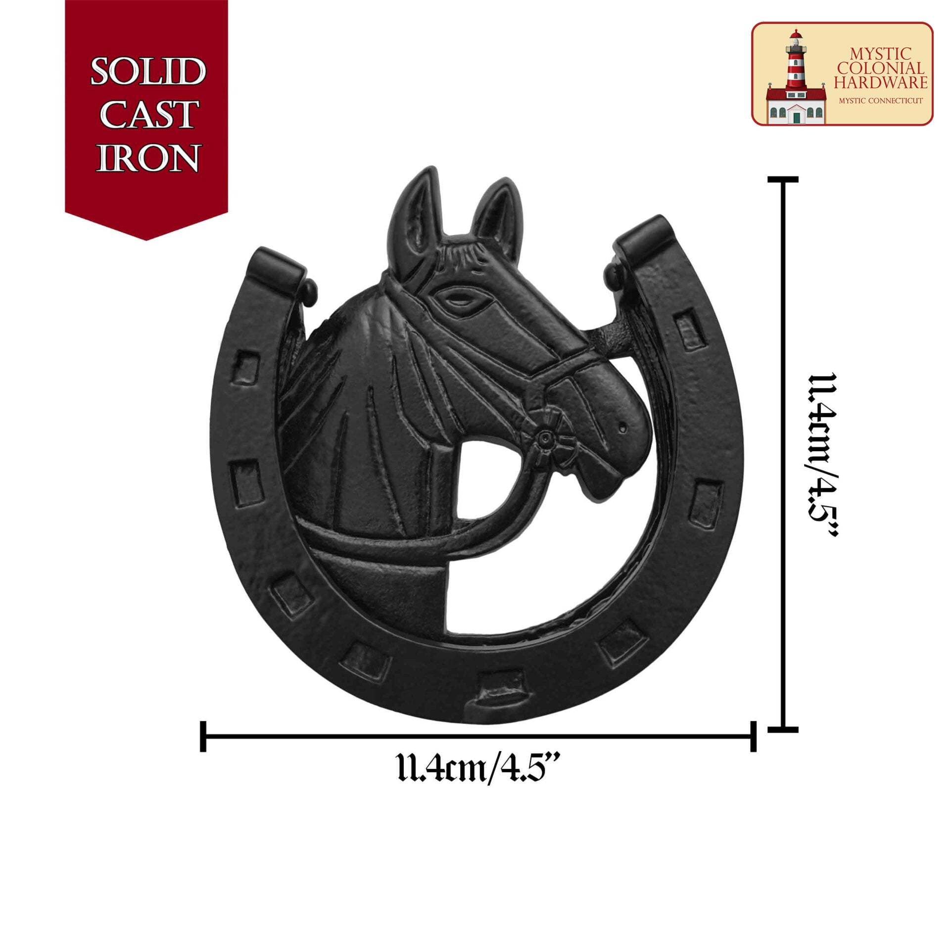 Imagen única de: Aldaba de Hierro Forjado con Martillo de Caballo Antiguo Acabado Ennegrecido Al Aceite