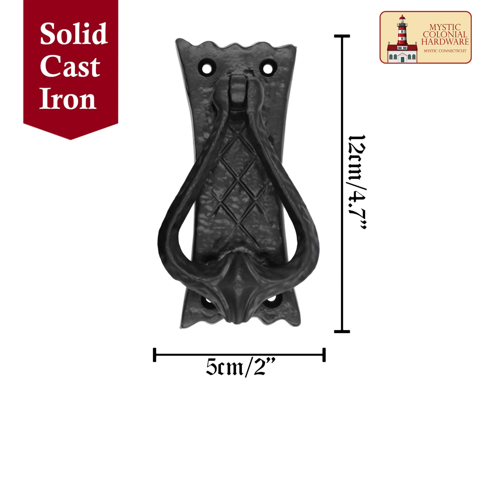 Imagen única de: Aldaba para Puerta de Dormitorio Hierro Fundido Macizo Negro Antiguo - 4.7