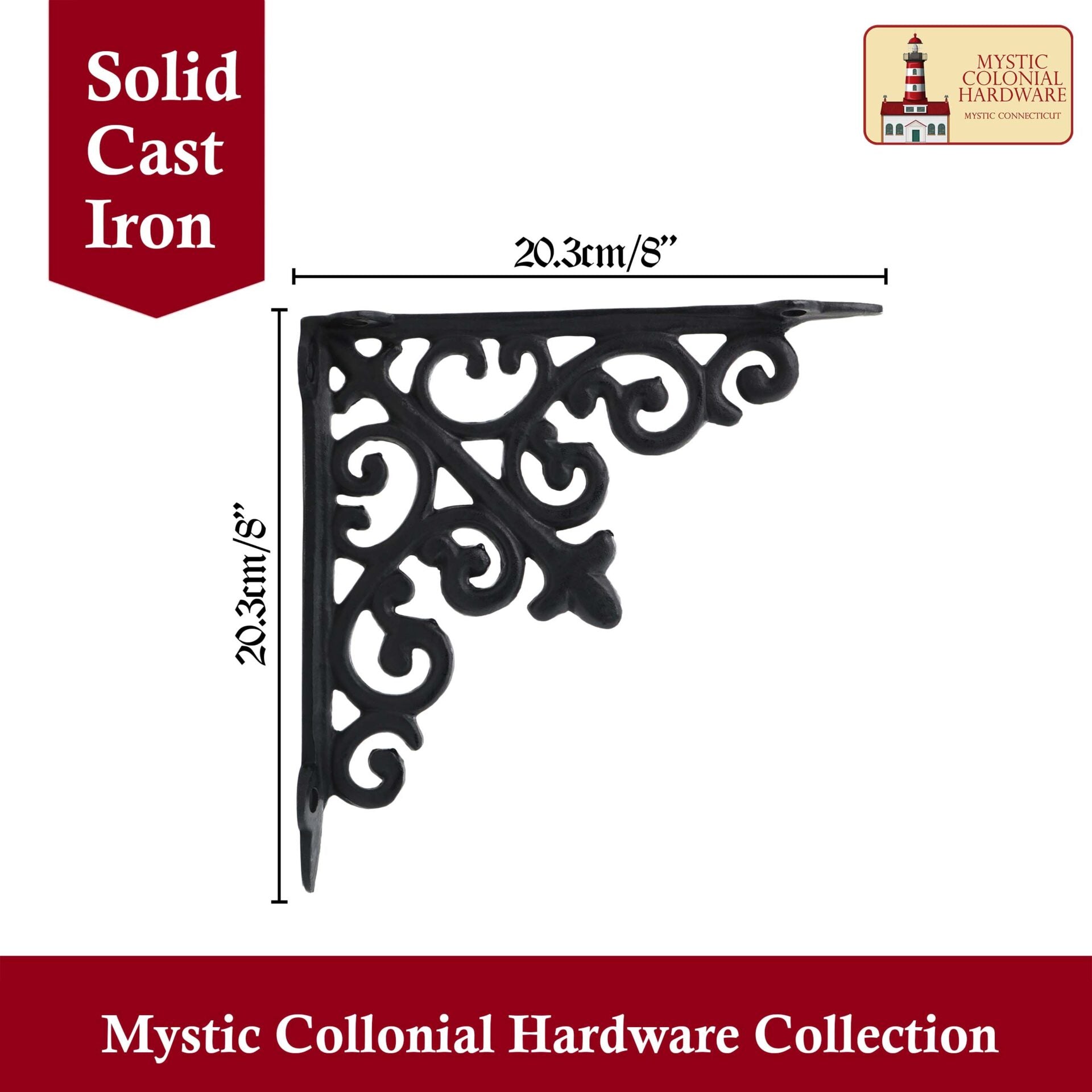 Imagen única de: 8" X 8", Soporte de Estantería - Hierro Forjado Macizo Victoriano, Colonial, Retro, Steampunck, Gótico, Barroco Medieval