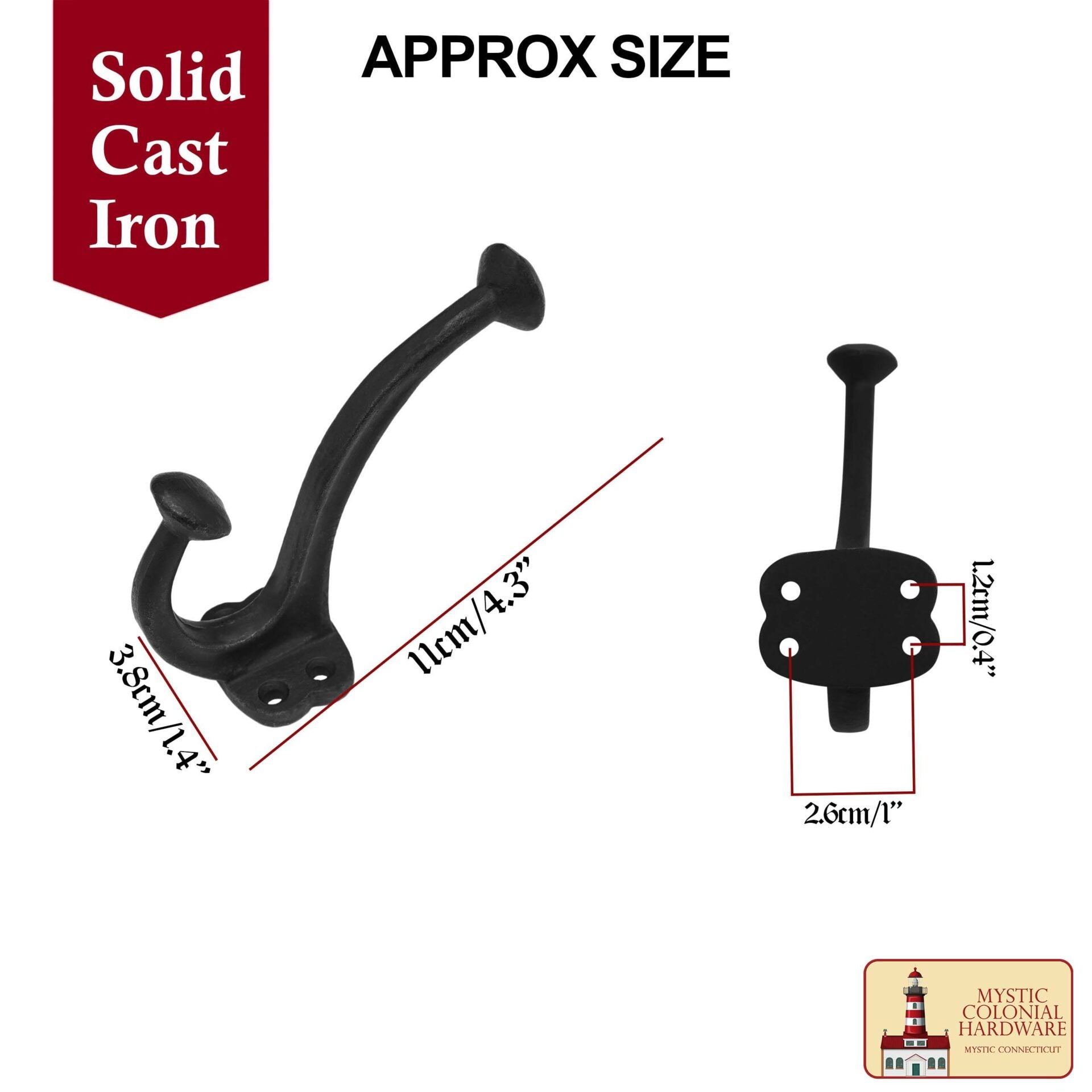 Imagen única de: Rústico de Hierro Fundido Ganchos de Pared, Heavy Duty Retro Utilidad Ganchos para Colgar el Abrigo, Bolsa, Toalla, Bata, Sombrero y Más, Acabado: Aceite Ennegrecido