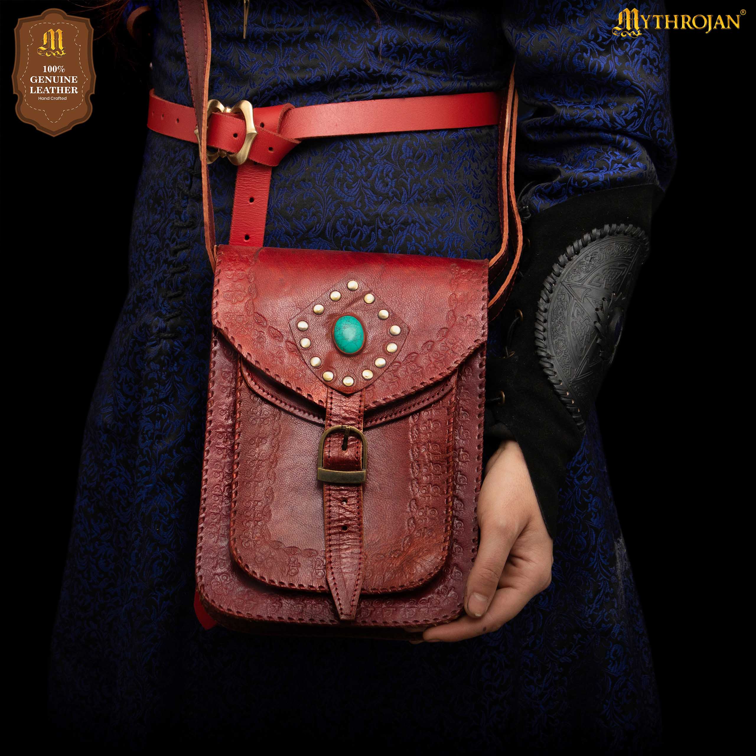 Imagen única de: Mythrojan "sorceress From The East" Medieval Sling Bag, Granate 10" X 7"