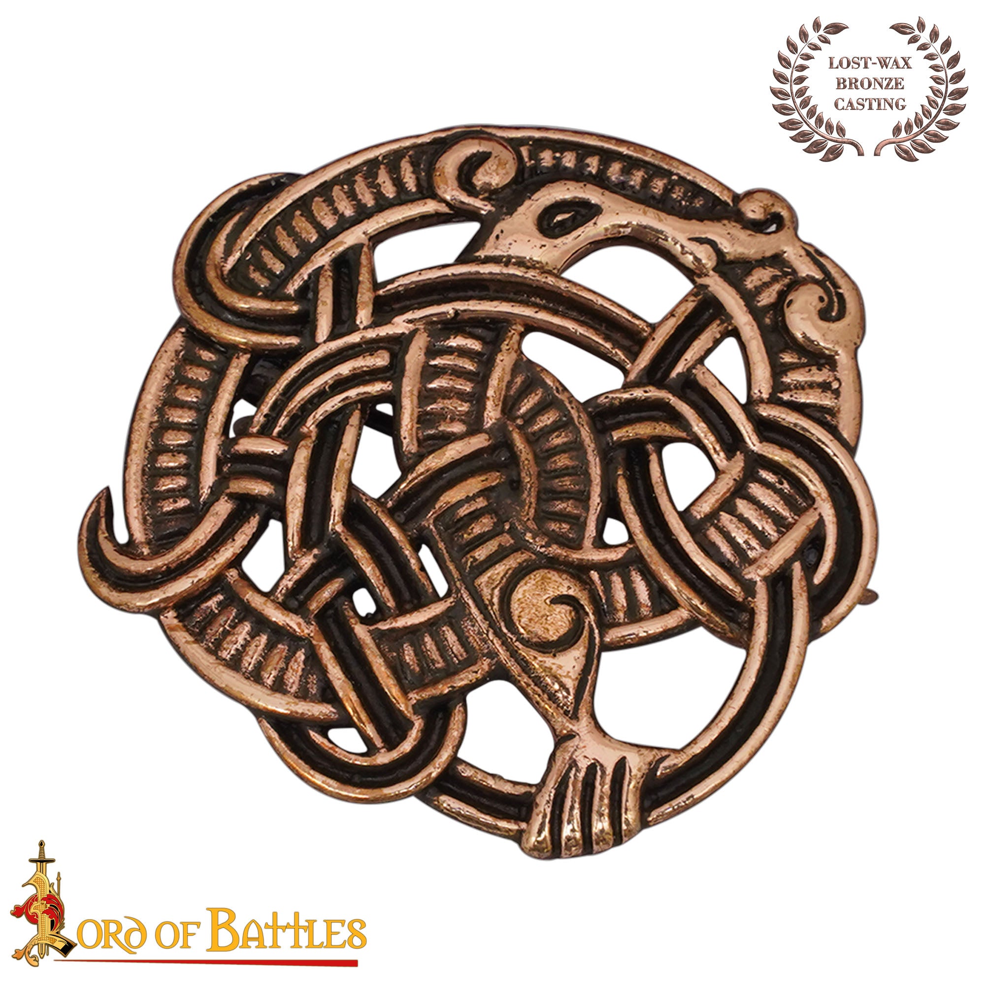 Imagen única de: Broche de Capa Vikingo de Bronce con Nudos Fundición a la Cera Perdida Cierre Redondo