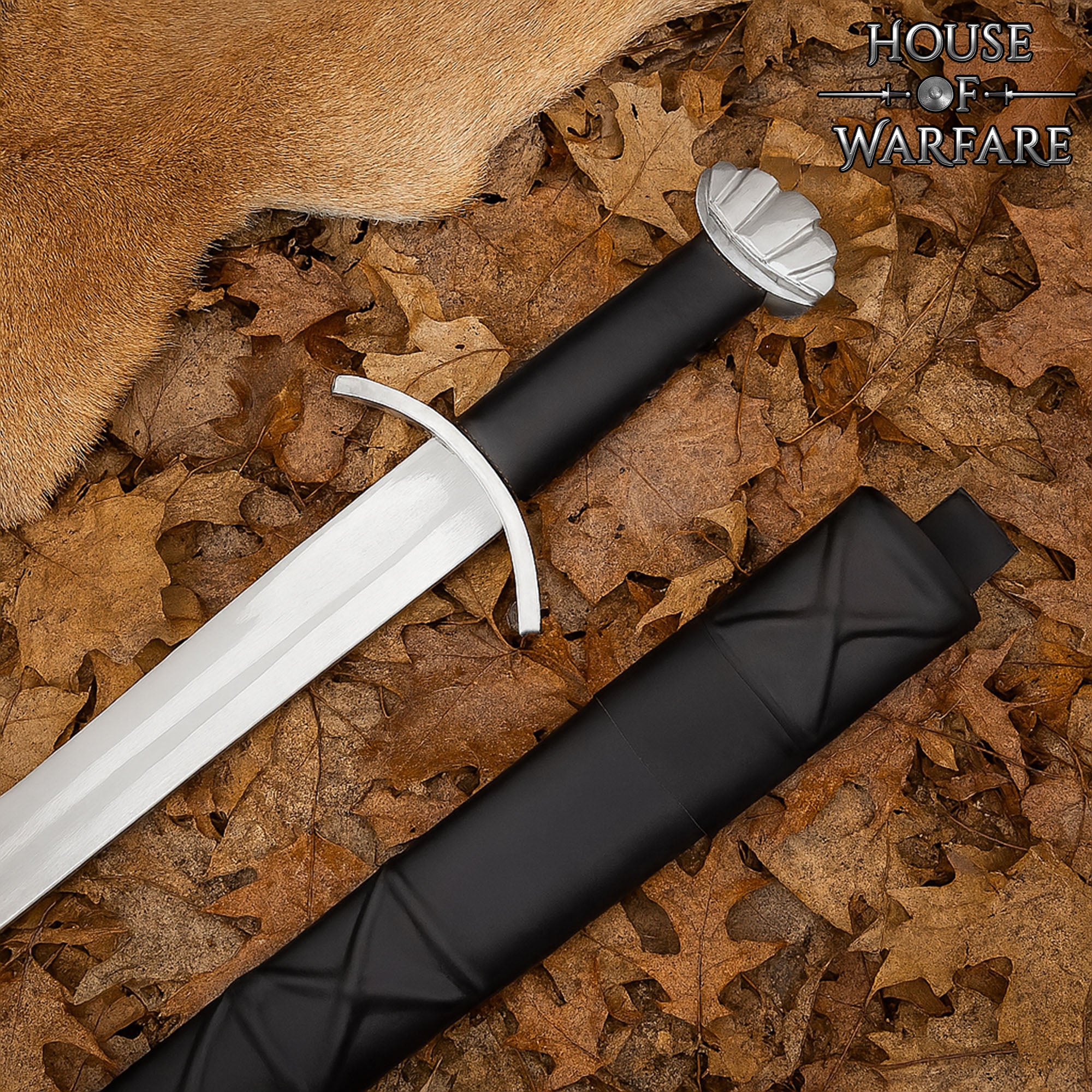 Imagen única de: Espada Medieval de Caballero con Vaina - Hoja de Acero Al Carbono Pulida