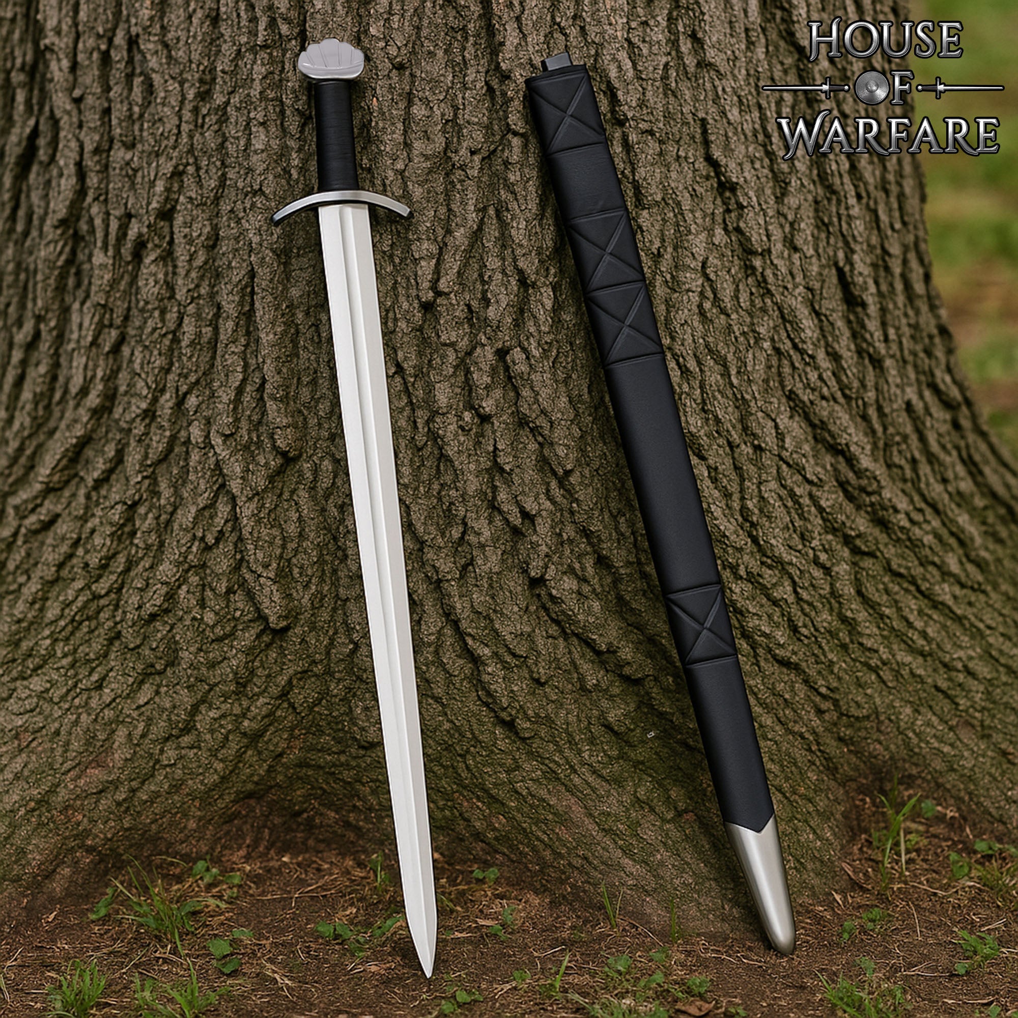 Imagen única de: Espada Medieval de Caballero con Vaina - Hoja de Acero Al Carbono Pulida