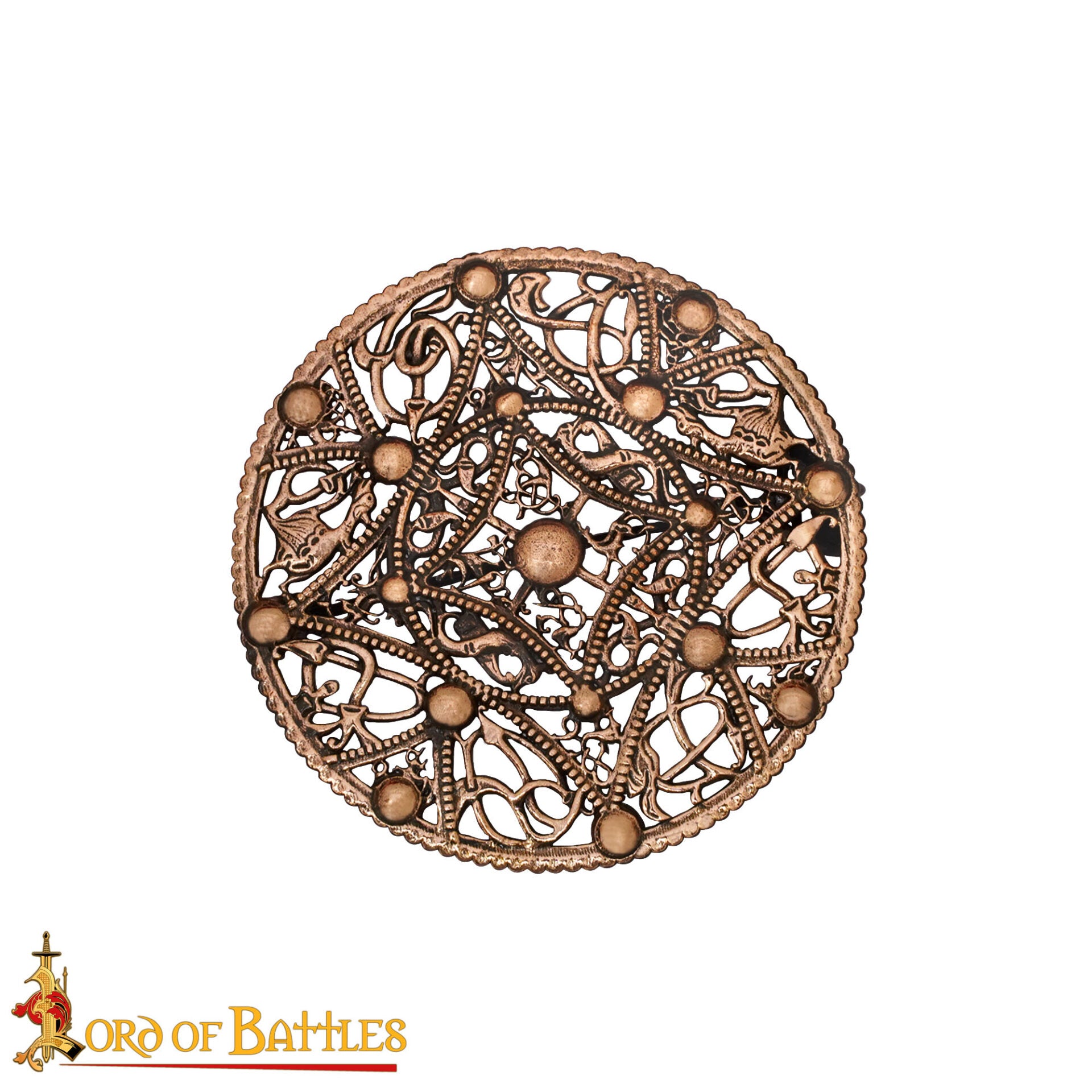 Imagen única de: Broche de Disco Redondo de Bronce Vikingo - Patrón de Filigrana Estilo Nórdico del Siglo X