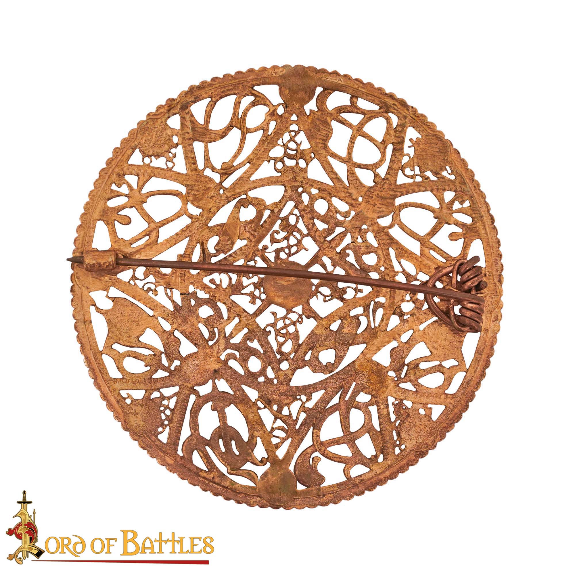 Imagen única de: Broche de Disco Redondo de Bronce Vikingo - Patrón de Filigrana Estilo Nórdico del Siglo X