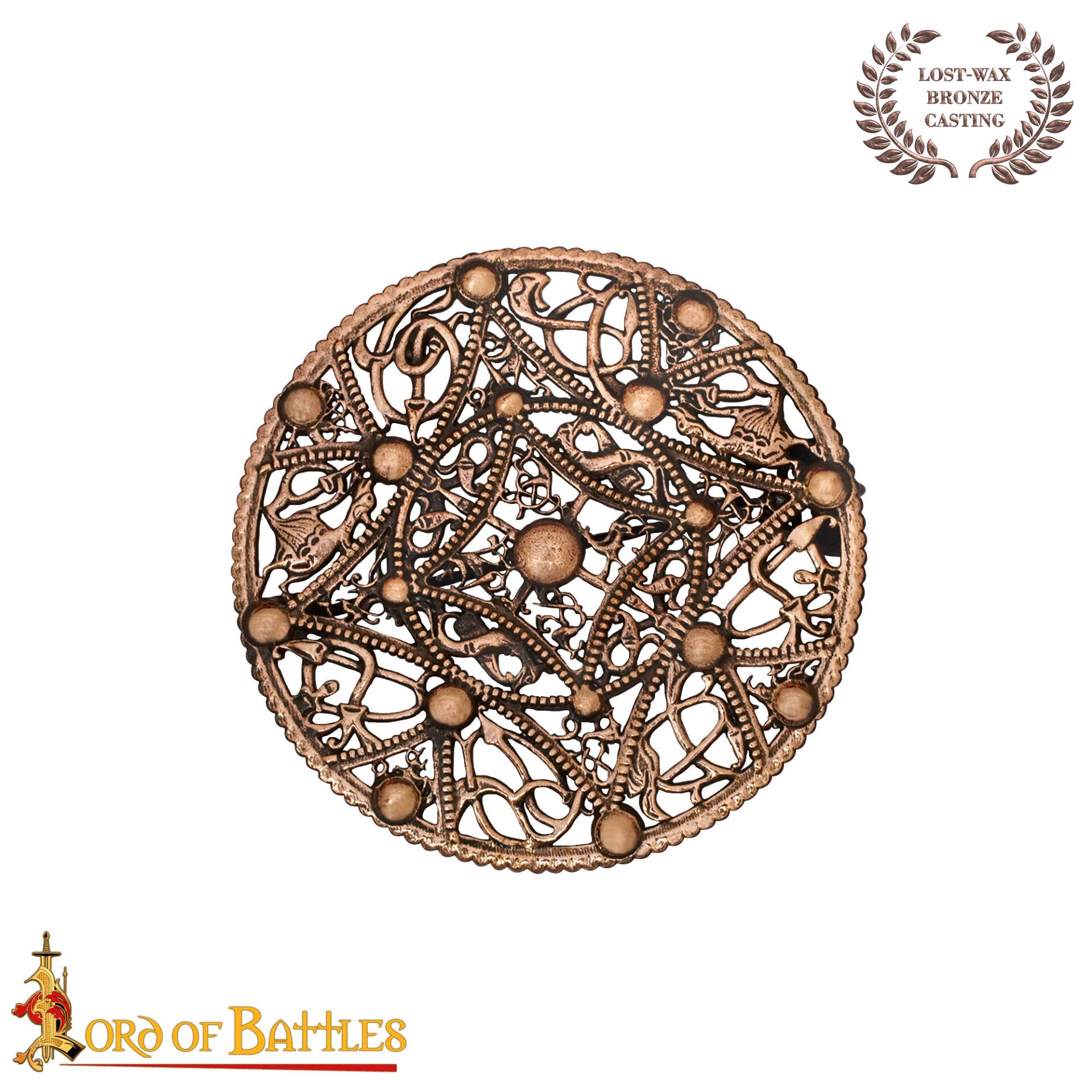 Imagen única de: Broche de Disco Redondo de Bronce Vikingo - Patrón de Filigrana Estilo Nórdico del Siglo X