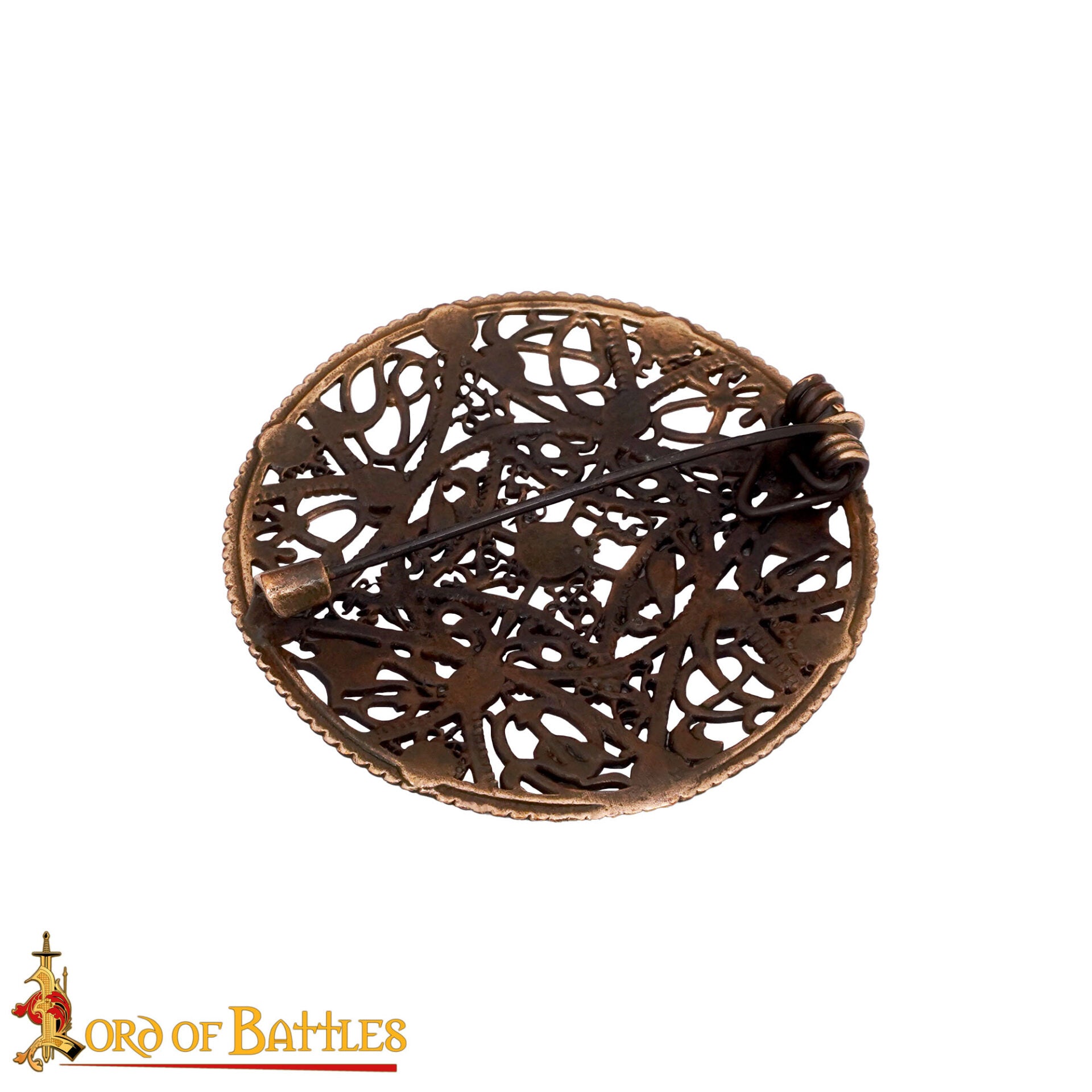 Imagen única de: Broche de Disco Redondo de Bronce Vikingo - Patrón de Filigrana Estilo Nórdico del Siglo X