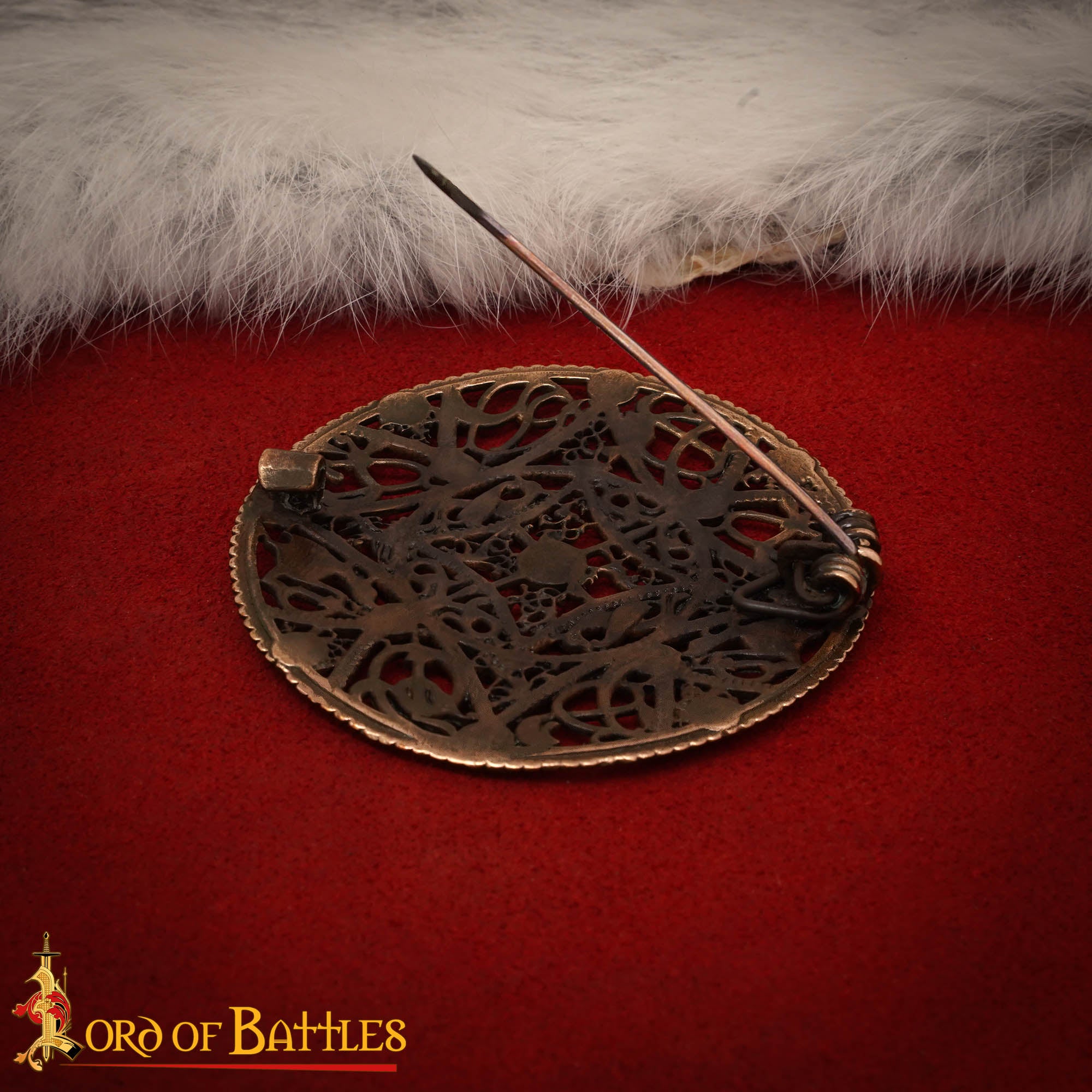 Imagen única de: Broche de Disco Redondo de Bronce Vikingo - Patrón de Filigrana Estilo Nórdico del Siglo X