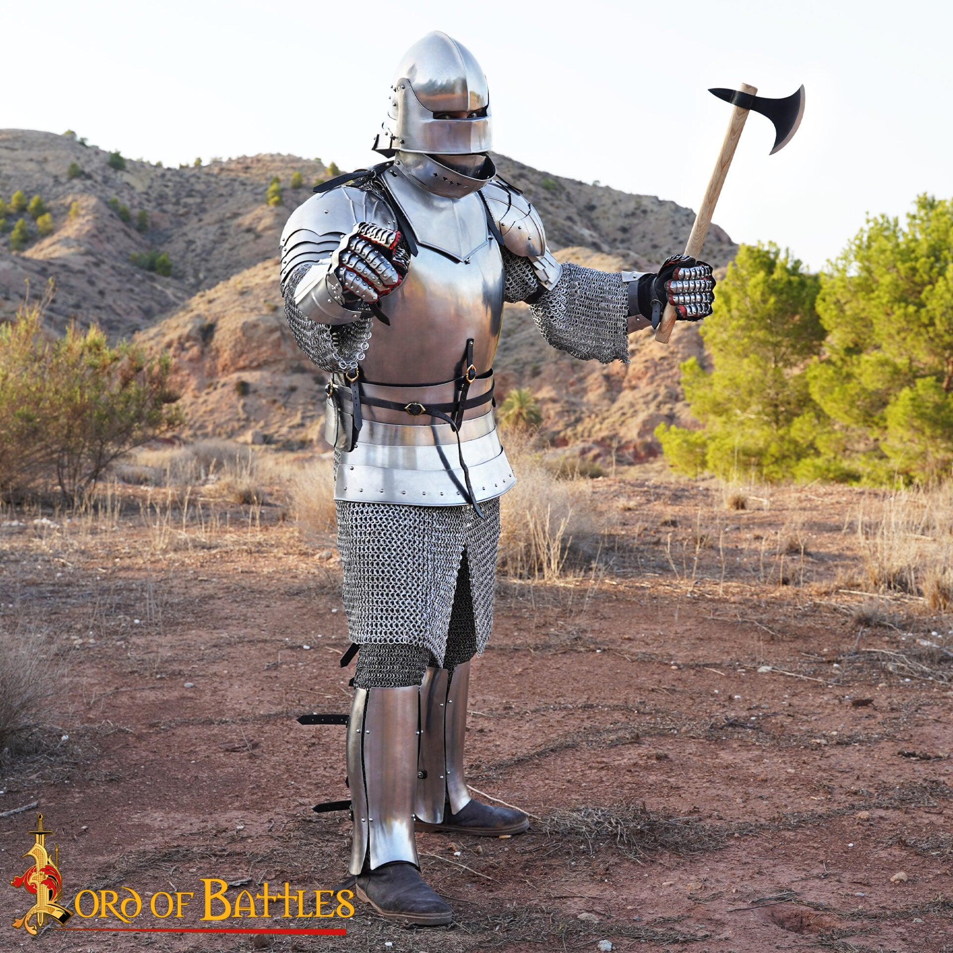 Imagen única de: Hacha Medieval con Mango de Madera de Fresno - 23 Pulgadas de Cabeza de Acero Al Carbono Forjada a Mano