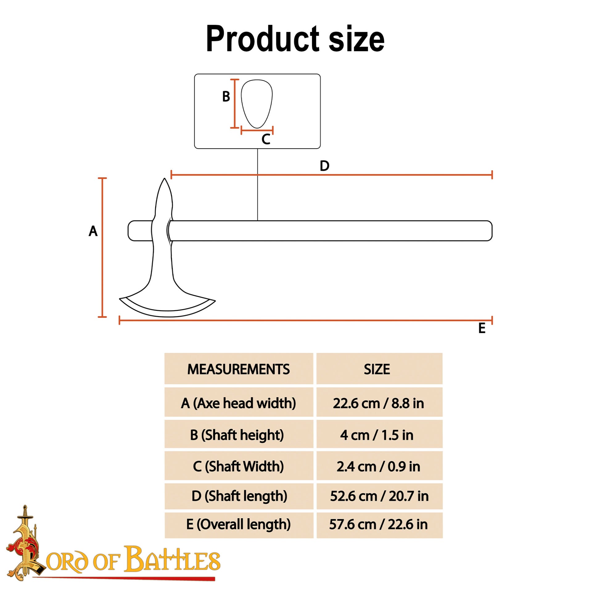 Imagen única de: Hacha Medieval con Mango de Madera de Fresno - 23 Pulgadas de Cabeza de Acero Al Carbono Forjada a Mano