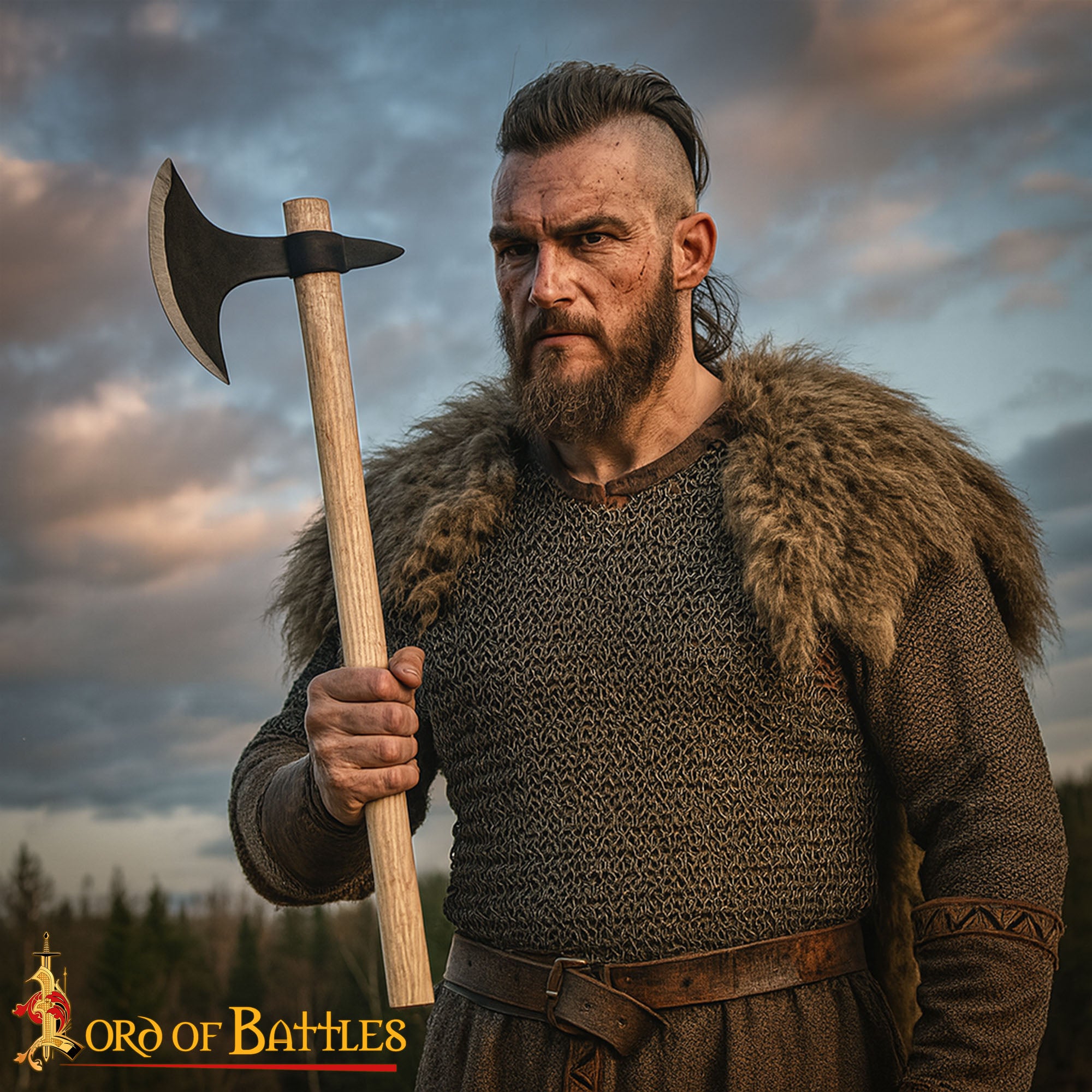 Imagen única de: Hacha Medieval con Mango de Madera de Fresno - 23 Pulgadas de Cabeza de Acero Al Carbono Forjada a Mano