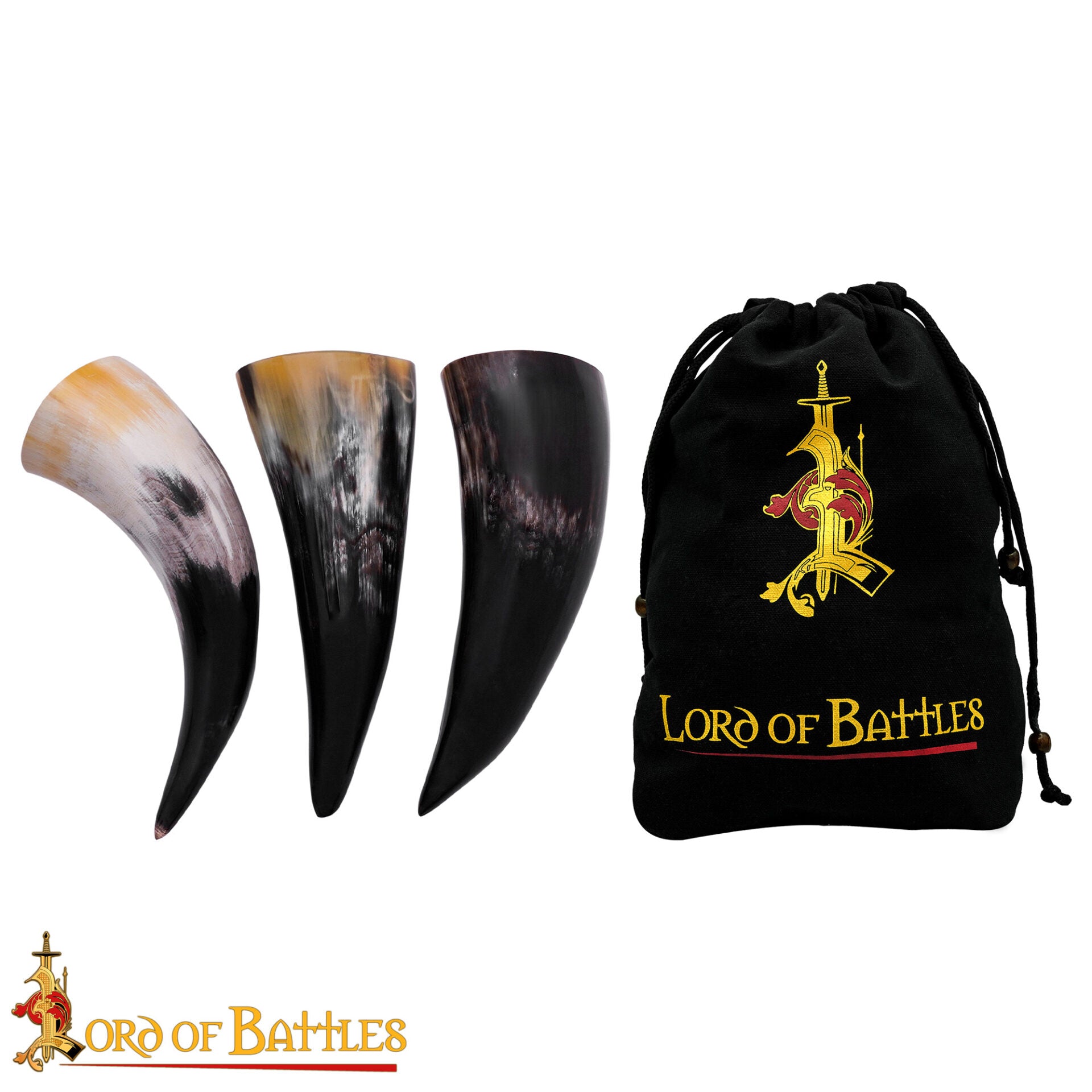 Imagen única de: Cuerno Vikingo de Buey Natural Hecho a Mano (Juego de 3)