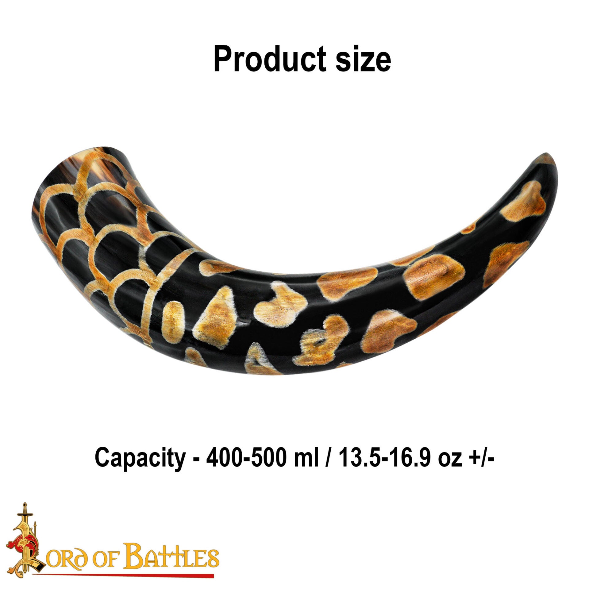Imagen única de: Cuerno Medieval Vikingo para Beber 400-500 Ml con Diseño Quemado Hecho a Mano Auténtico Cuerno de Buey