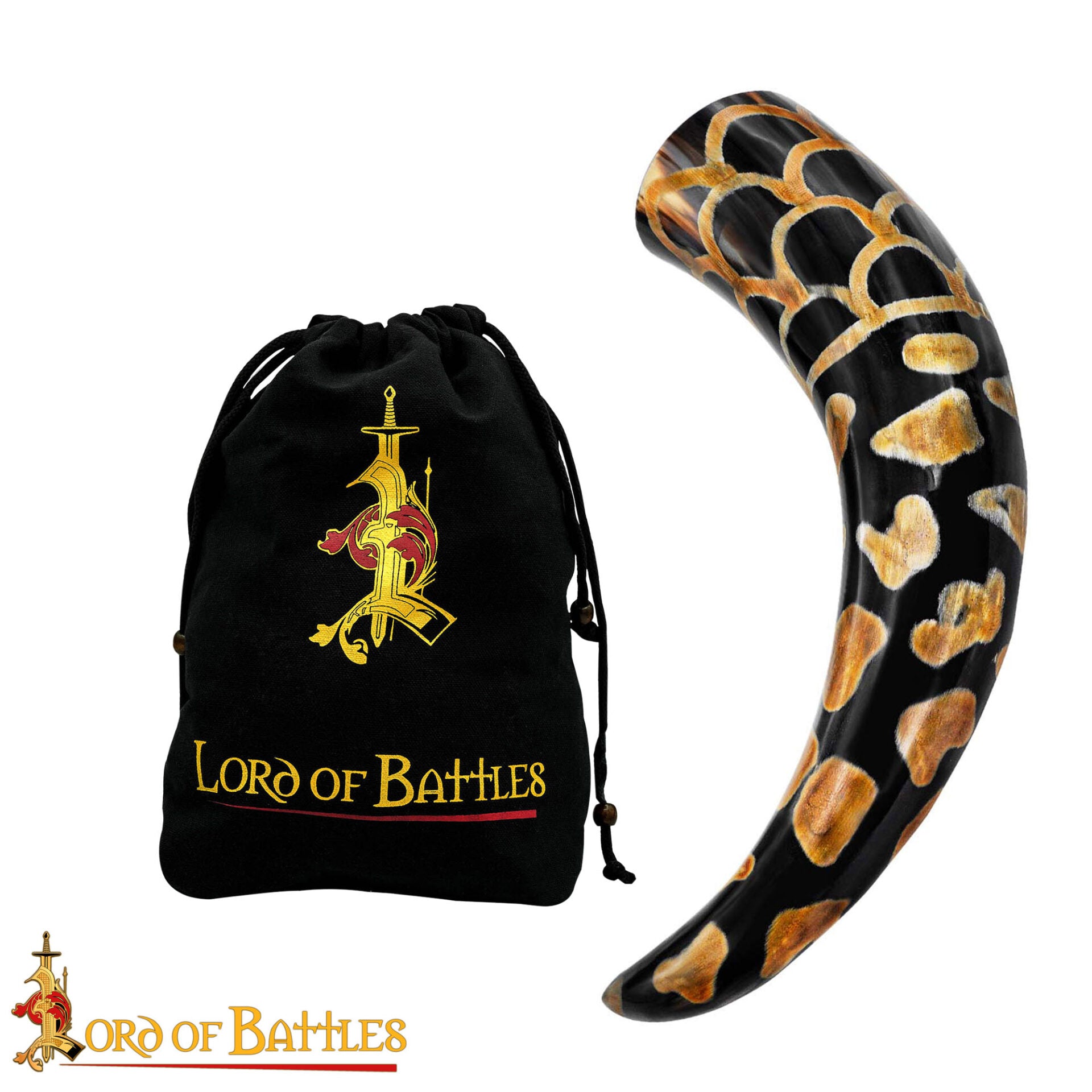 Imagen única de: Cuerno Medieval Vikingo para Beber 400-500 Ml con Diseño Quemado Hecho a Mano Auténtico Cuerno de Buey