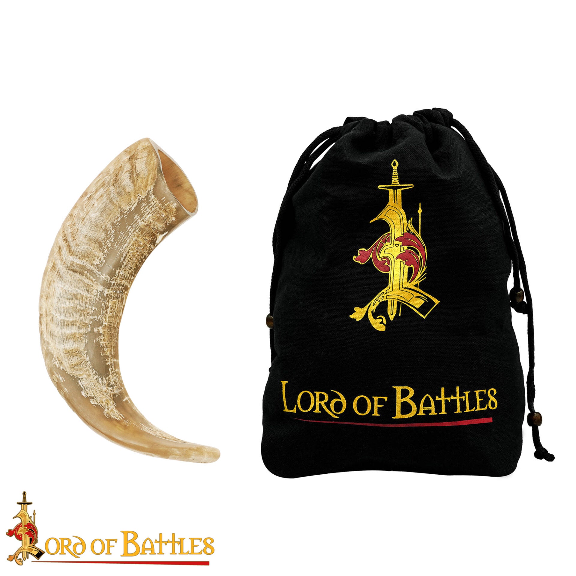 Imagen única de: Vaso para Beber de Cuerno Natural de Oveja Vikingo Hecho a Mano