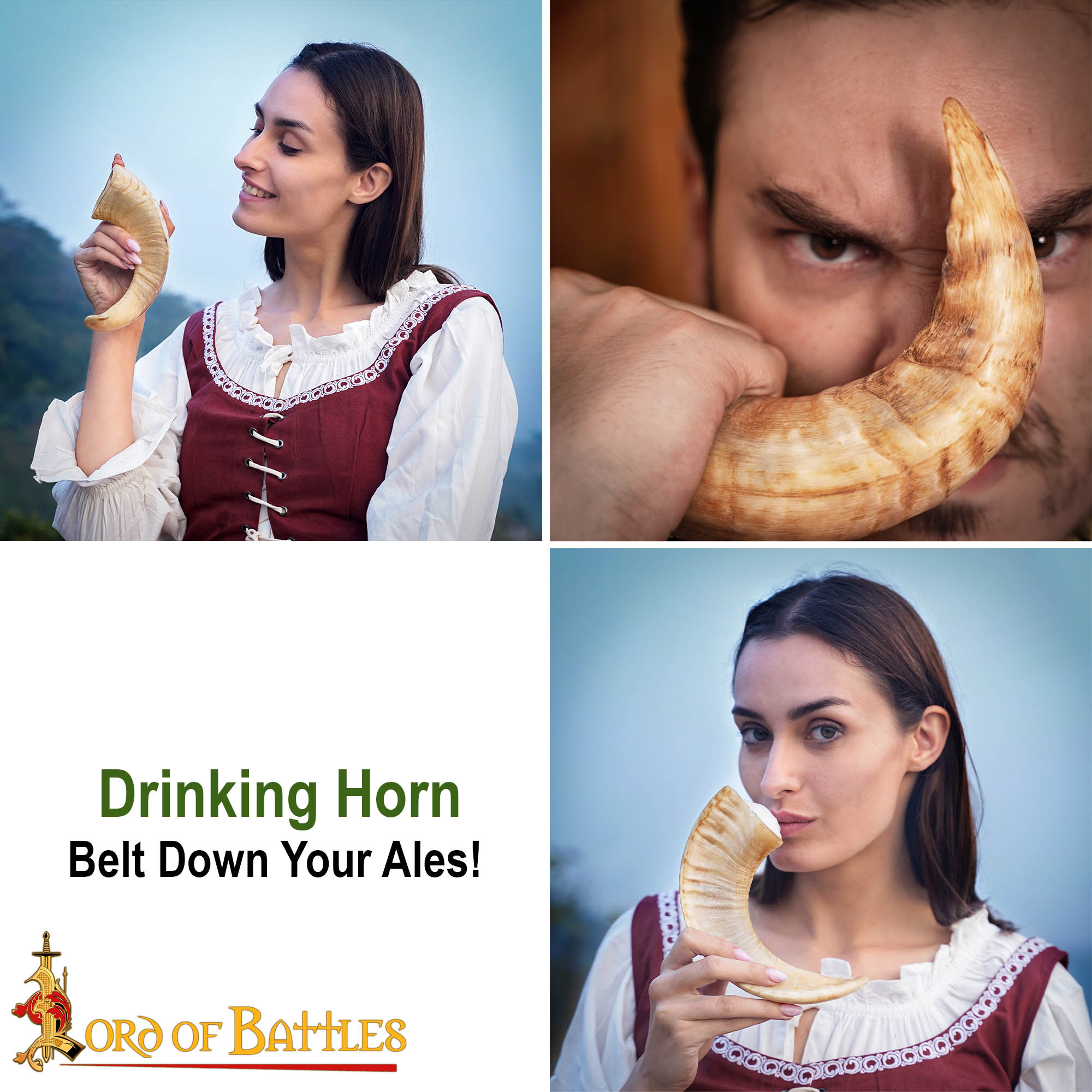 Imagen única de: Vaso para Beber de Cuerno Natural de Oveja Vikingo Hecho a Mano