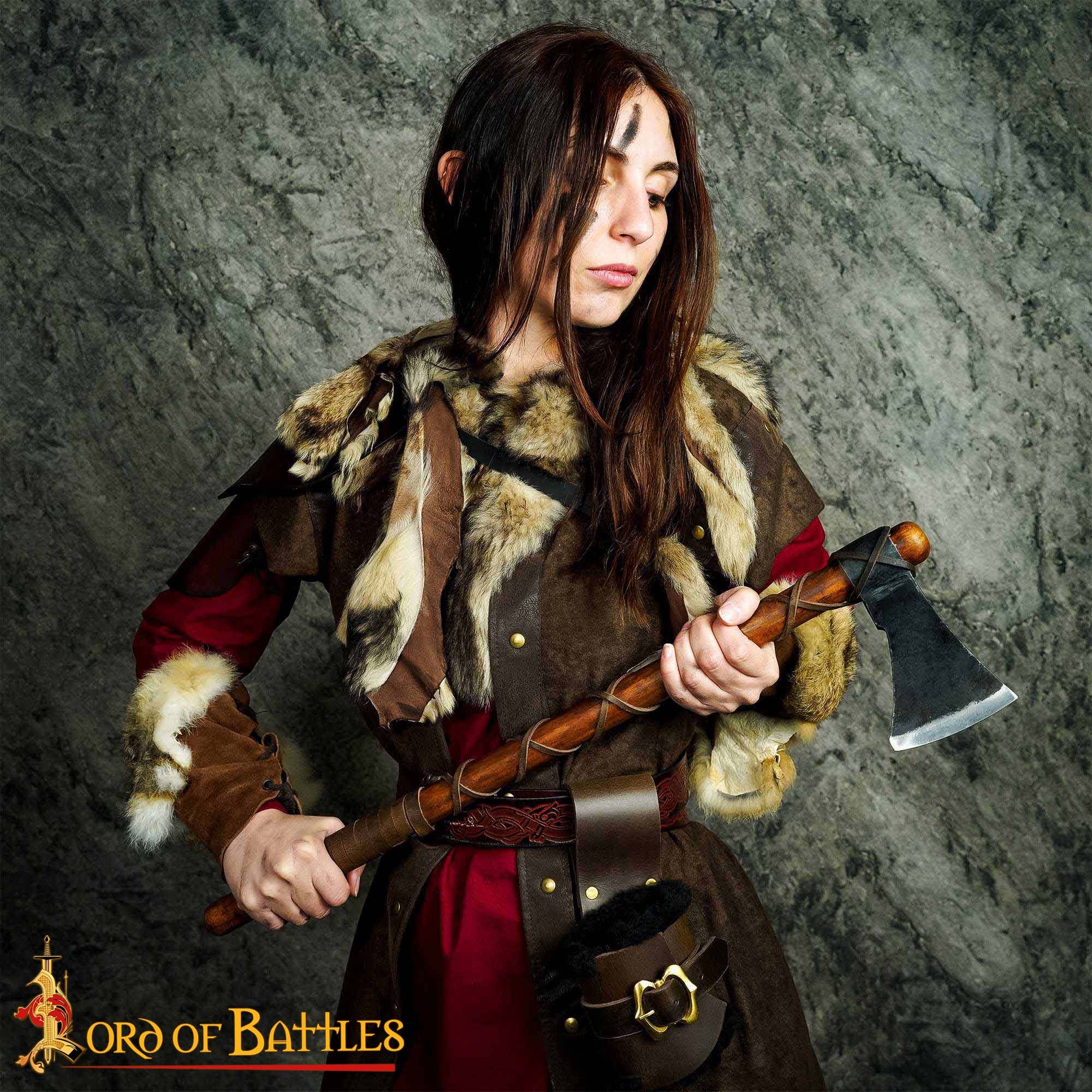 Hacha de Guerrero Vikingo - Hoja de Acero Al Carbono con Envoltura de Cuero - Imagen 13