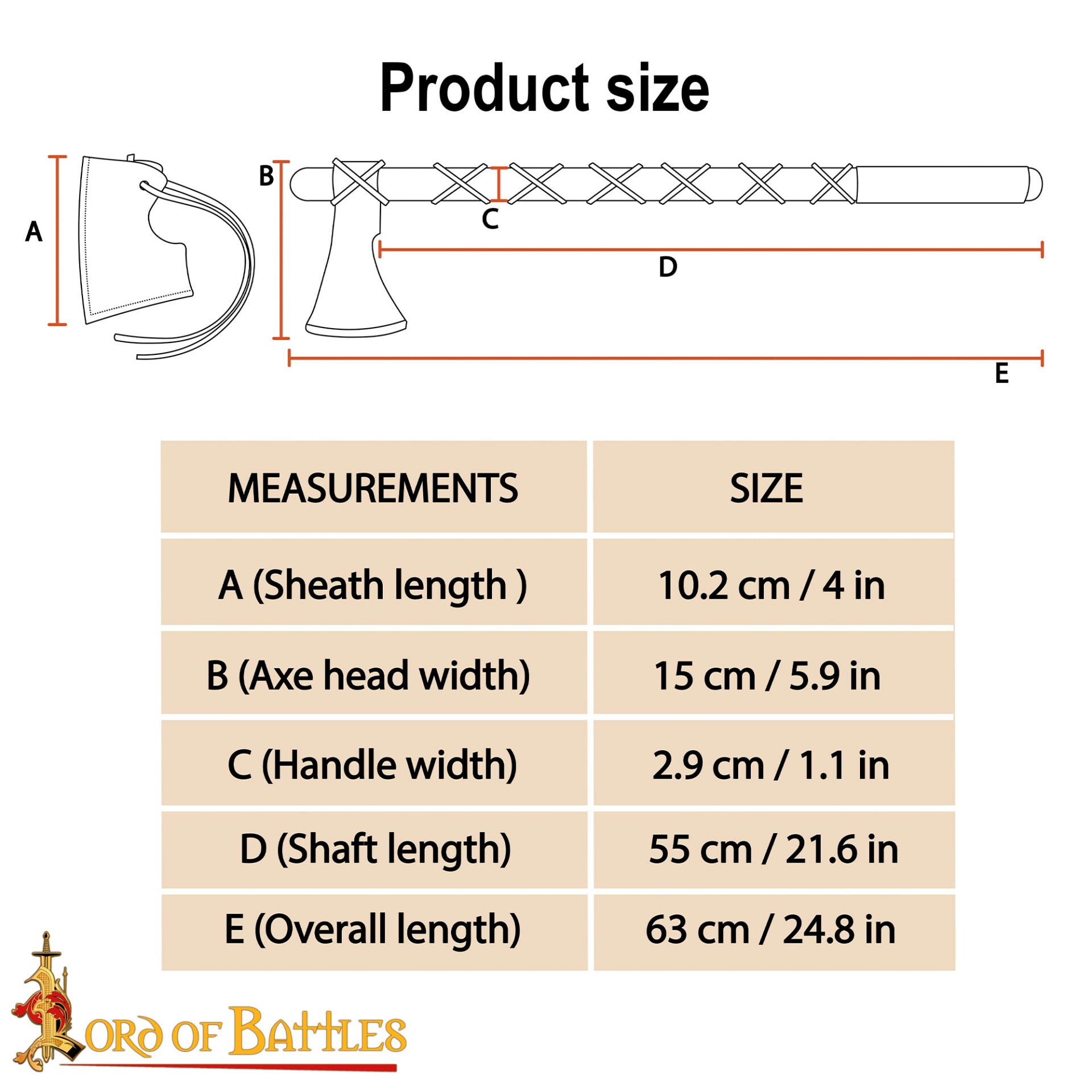 Hacha de Guerrero Vikingo - Hoja de Acero Al Carbono con Envoltura de Cuero - Imagen 3