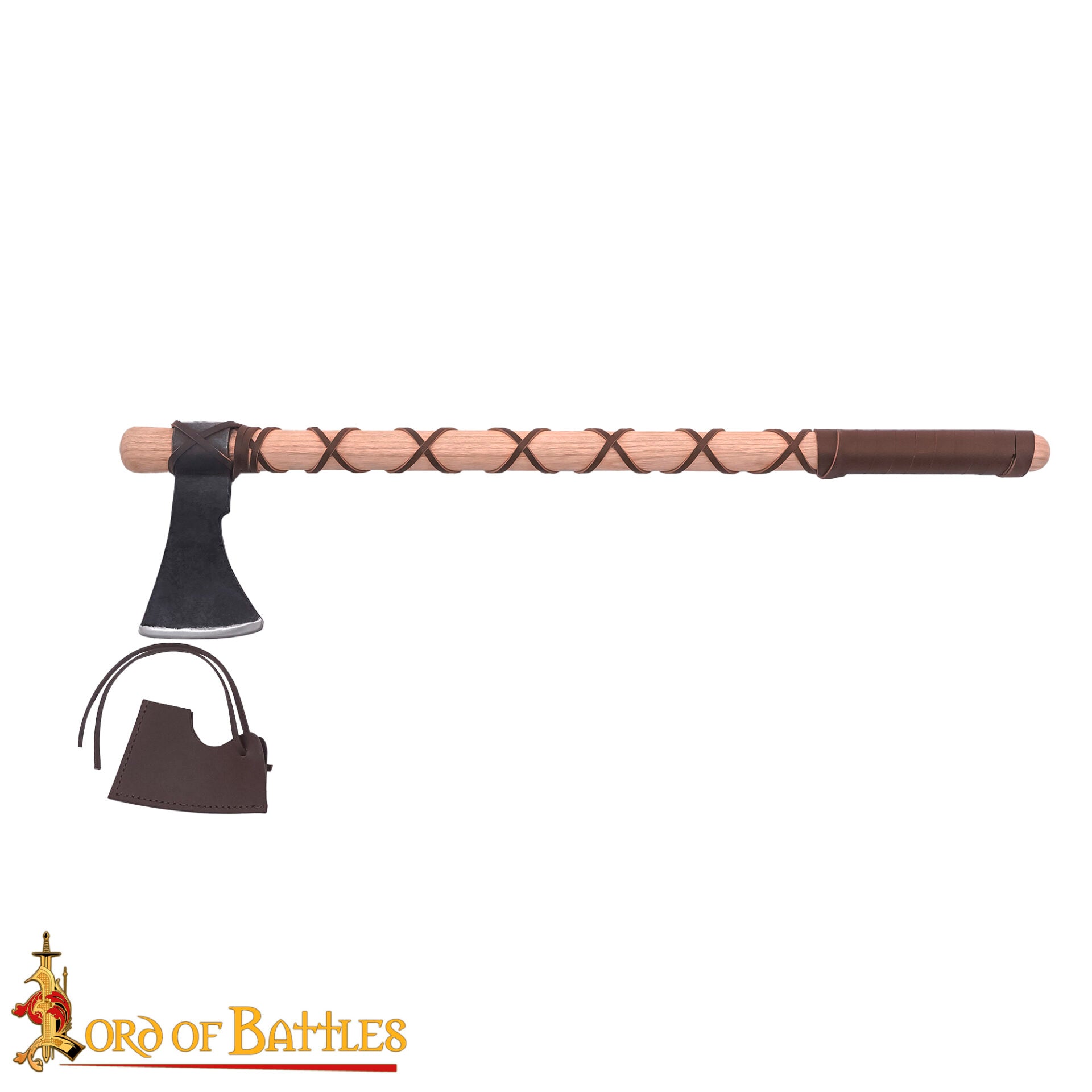 Hacha de Guerrero Vikingo - Hoja de Acero Al Carbono con Envoltura de Cuero - Imagen 4