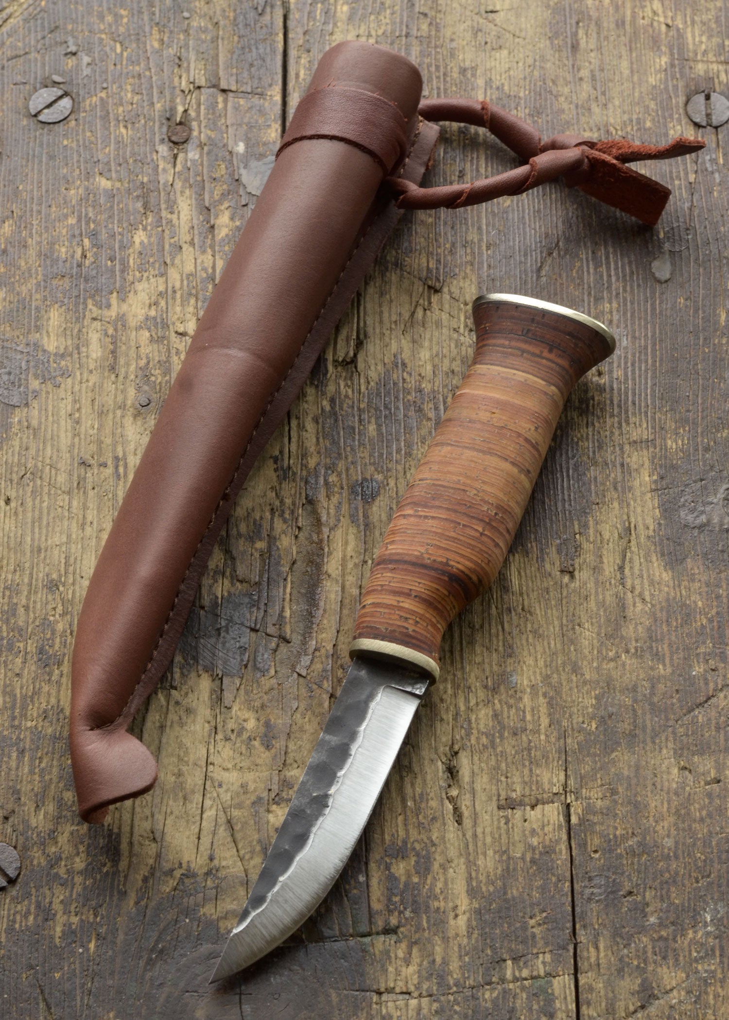 Imagen única de: Cuchillo De Caza Con Mango De Corteza De Abedul, Wood Jewel