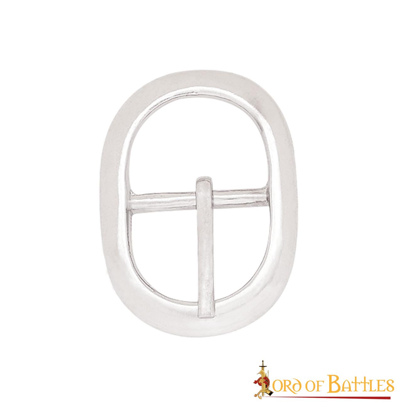 Imagen única de: Hebillas Ovaladas Niqueladas de Inspiración Medieval - Juego de 3 Hebillas de Acero Acabadas a Mano