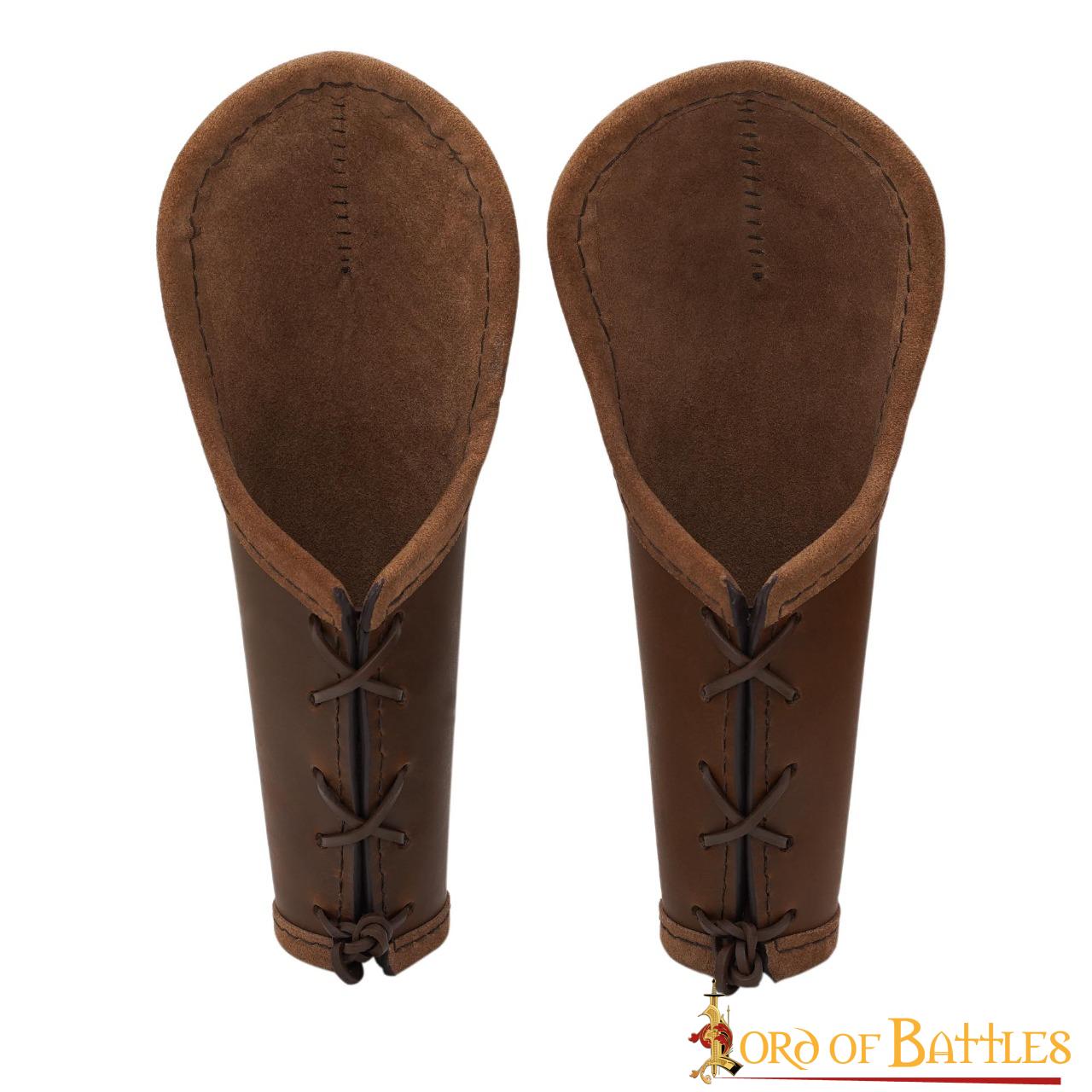 Brazaletes Medievales de Cuero con Protección para el Codo - Guardabrazos Artesanales con Cordón Ajustable - Imagen 2