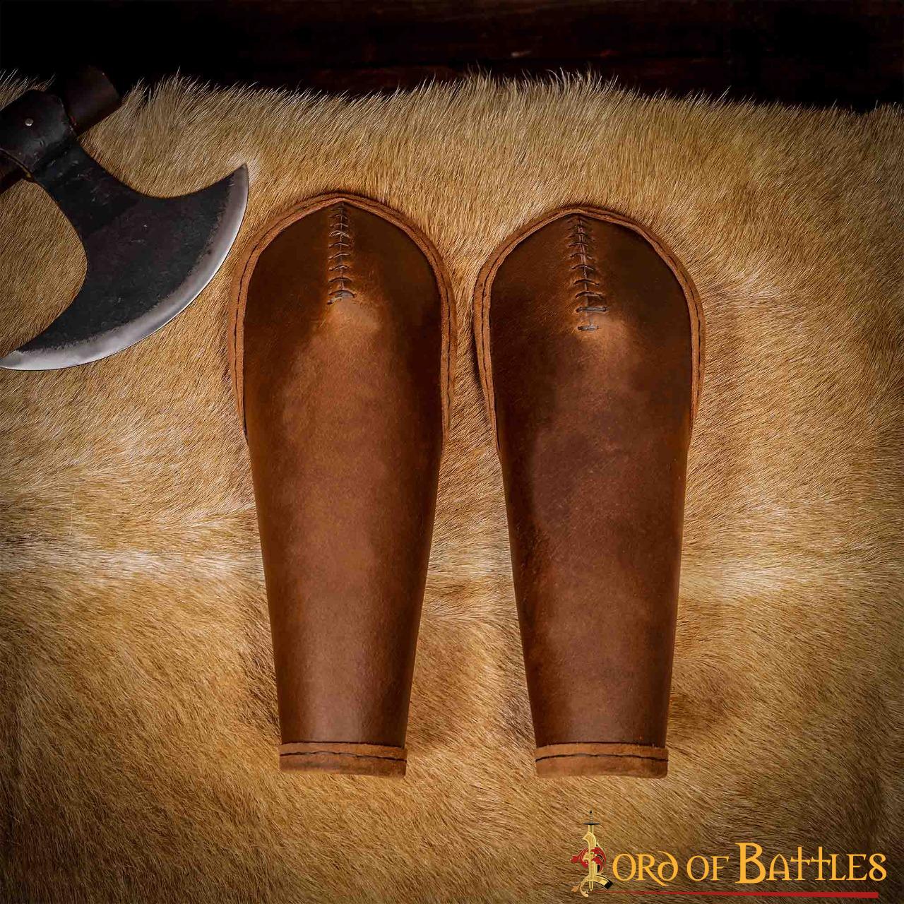 Brazaletes Medievales de Cuero con Protección para el Codo - Guardabrazos Artesanales con Cordón Ajustable - Imagen 7