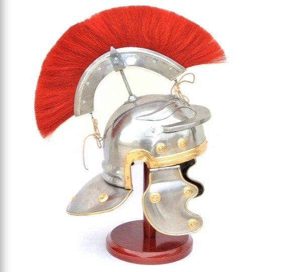 Imagen única de: Casco Imperial Galo Romano del Siglo I con Escudo de Nylon Rojo