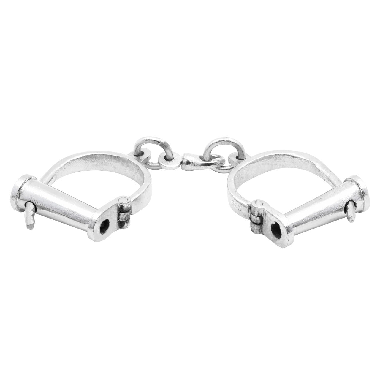 Imagen única de: Mythrojan Esposas Medievales Cromadas Estilo Antiguo Grilletes de Mazmorra Acero Sólido