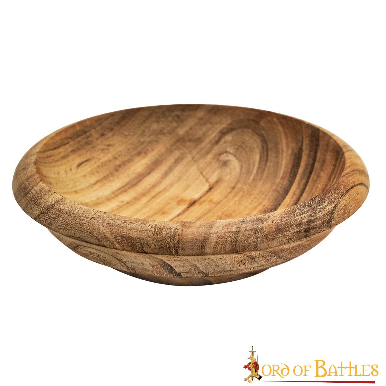 Imagen única de: Viking Feast Tazón Ancho de Madera Hecho a Mano Cubiertos Útiles de Madera Dura