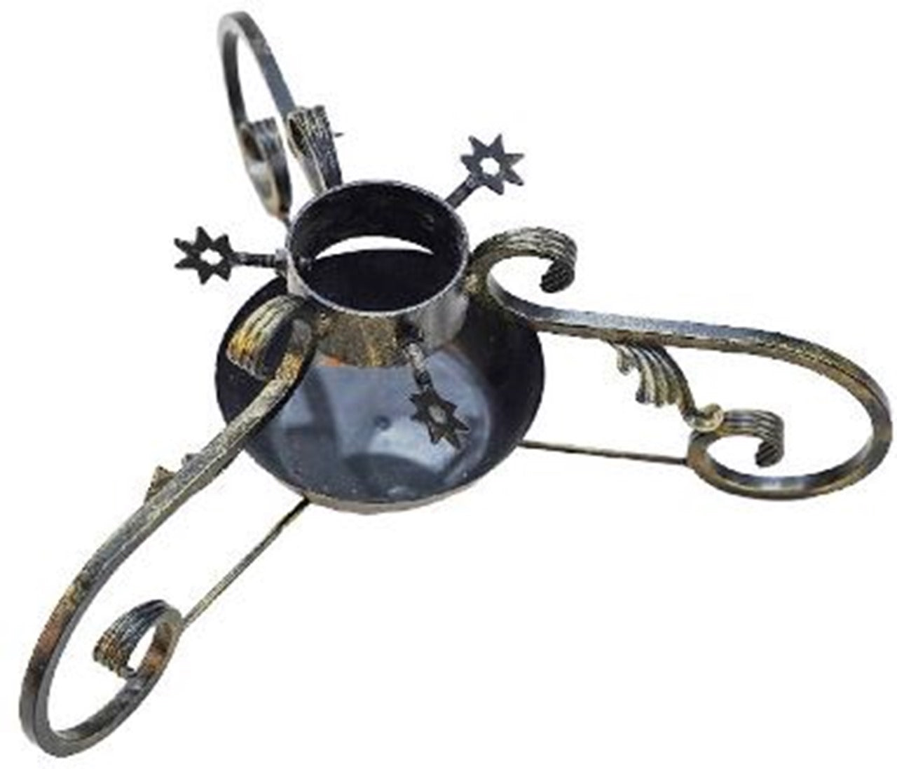 Imagen única de: Soporte de Hierro Forjado Medieval del Siglo Xiv - Pantalla de Volutas Forjadas a Mano con Acabado en Negro Aceite