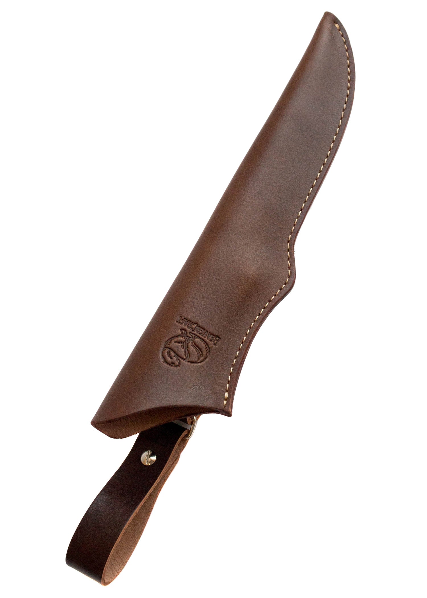 Imagen única de: Cuchillo Bushcraft Con Mango De Nogal Y Funda De Cuero, Beavercraft