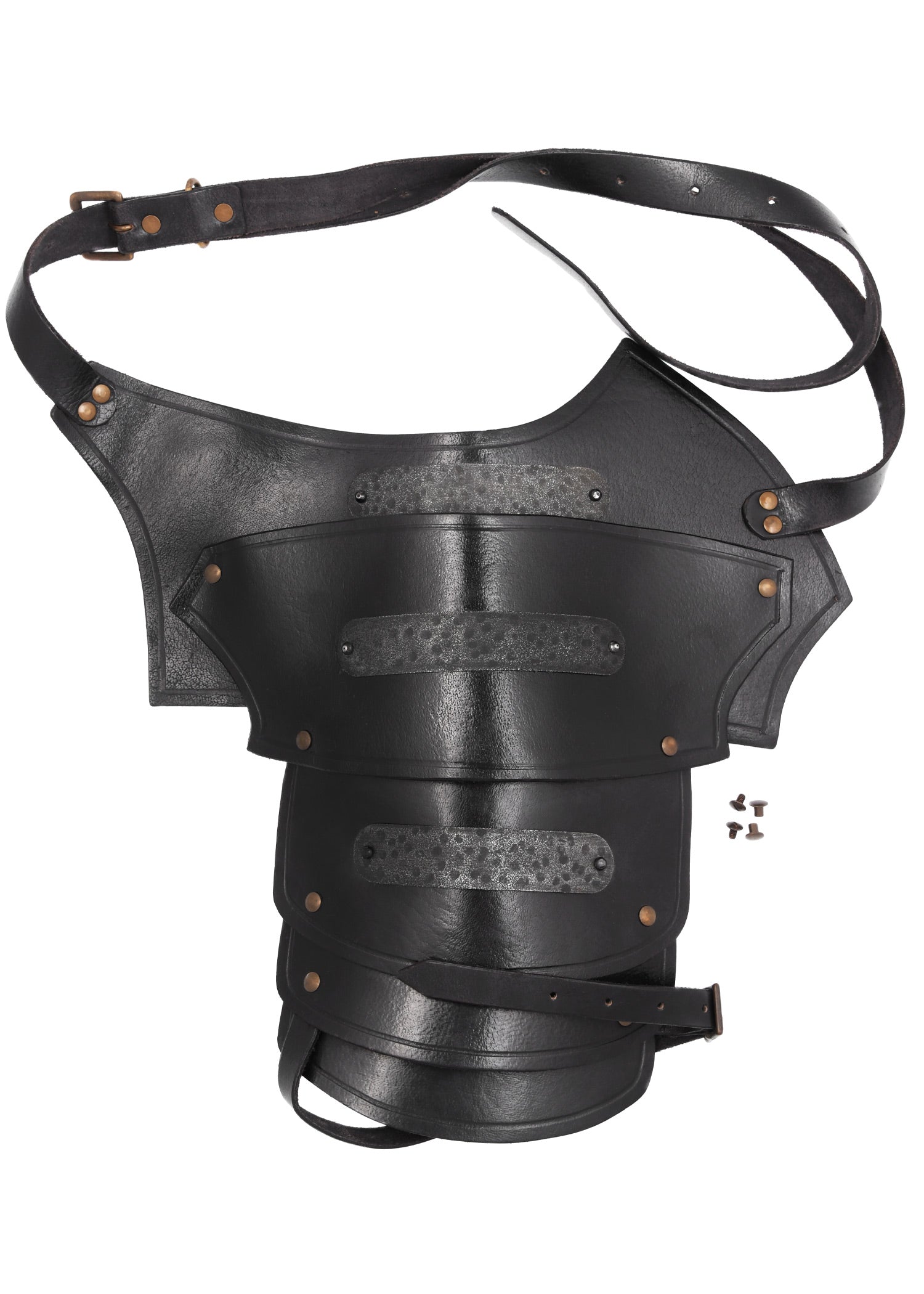 Imagen única de: Hombrera De Cuero Balor Con Detalles Metálicos, Negro