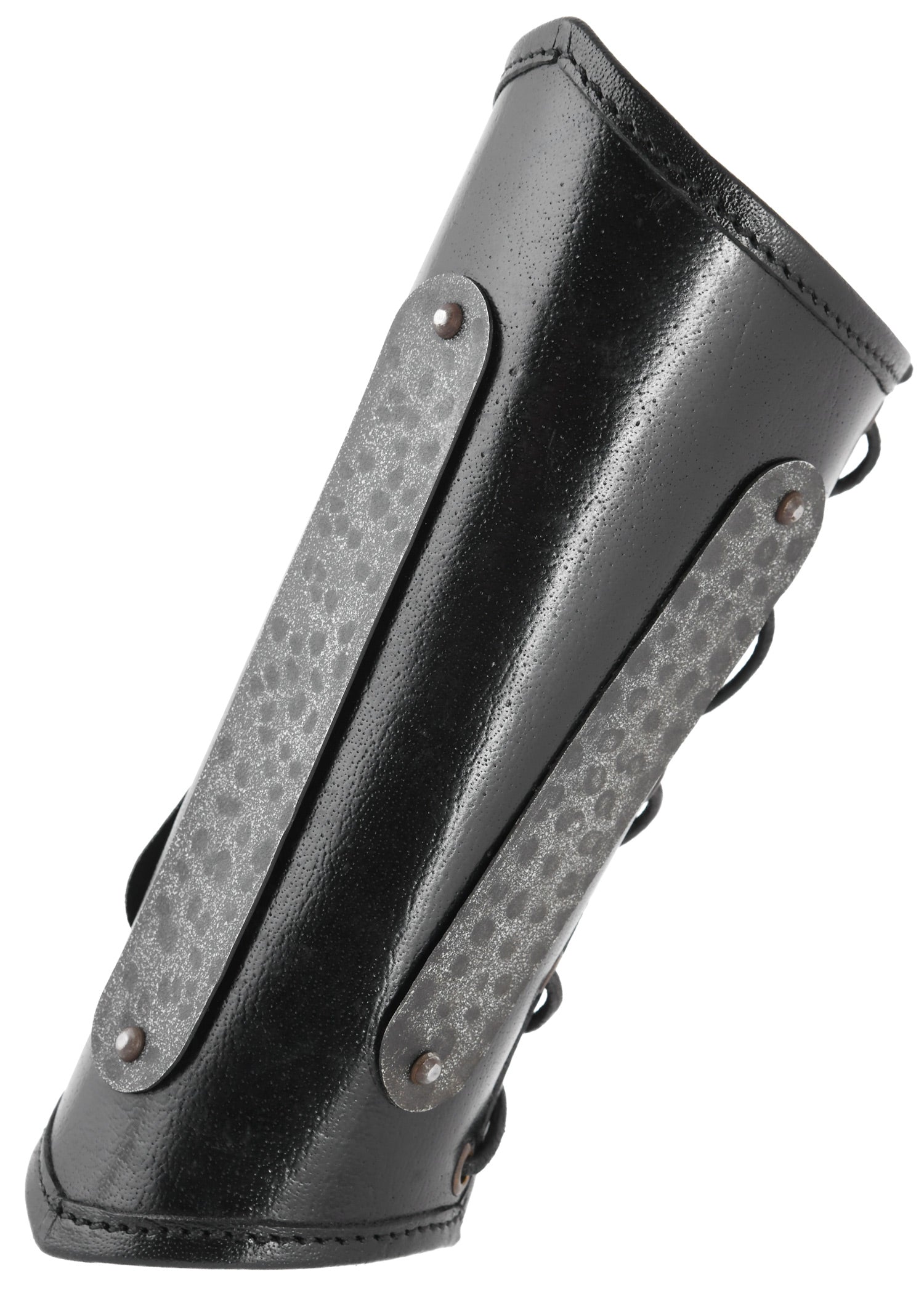 Imagen única de: Protectores De Brazos De Cuero Balor Con Detalles Metálicos, Negro