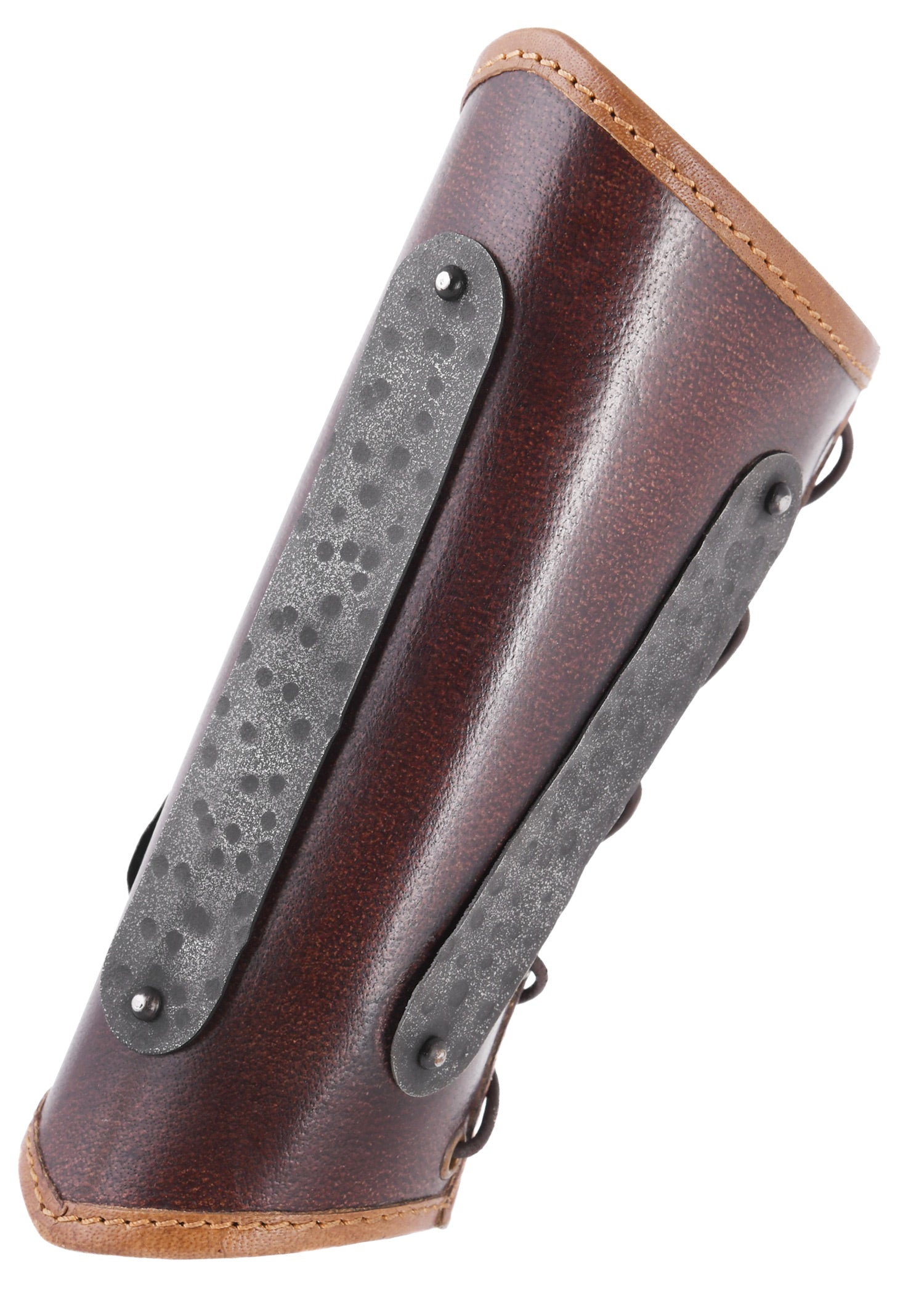 Imagen única de: Protectores De Brazos De Cuero Arnulf Con Detalles Metálicos, Marrón