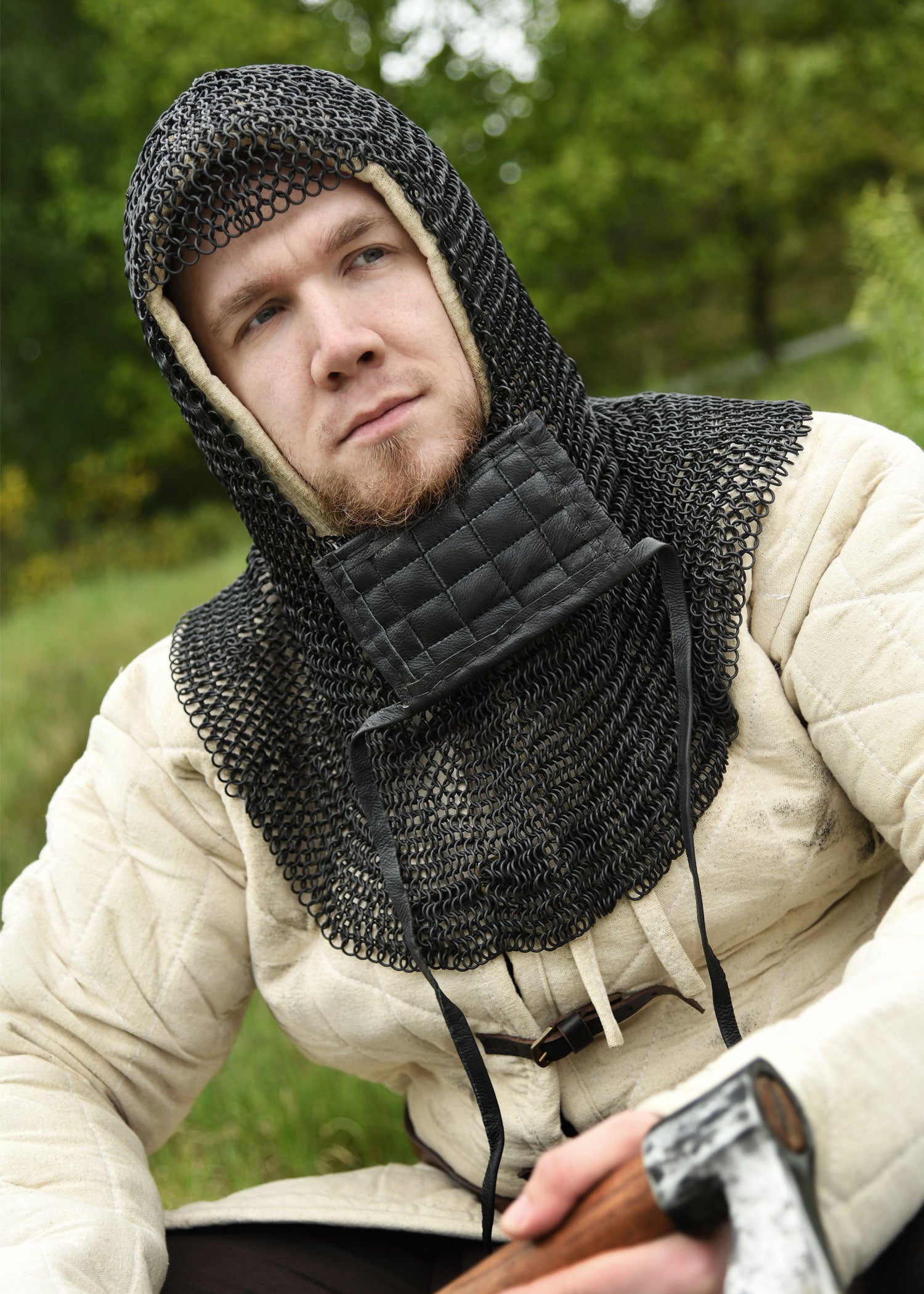 Imagen única de: Capucha De Cadena Con Protector Bucal Cuadrado, Dn8 Mm, Bruñido