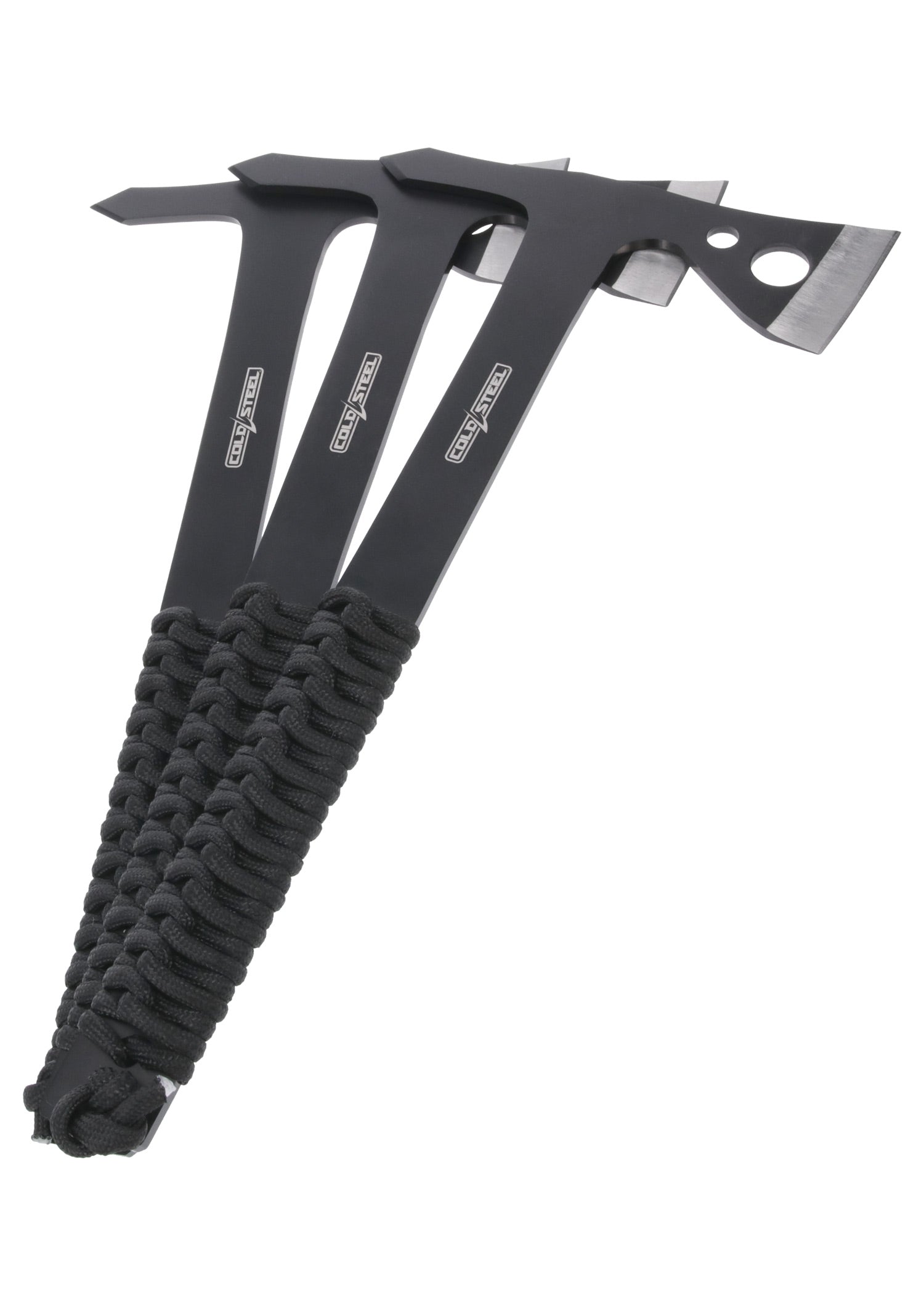 Imagen única de: Hachas Arrojadizas Cold Steel, Paquete De 3, Negras Con Funda De Nailon