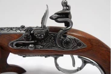 Imagen única de: Pistola De Chispa (Zurda), India S.XVIII., Réplica No Funcional Dorada o Plateada 1296