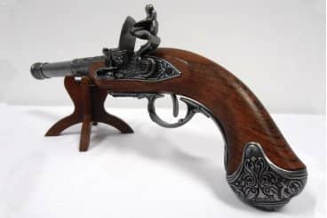 Imagen única de: Pistola De Chispa (Zurda), India S.XVIII., Réplica No Funcional Dorada o Plateada 1296