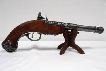 Imagen única de: Pistola De Chispa (Zurda), India S.XVIII., Réplica No Funcional Dorada o Plateada 1296