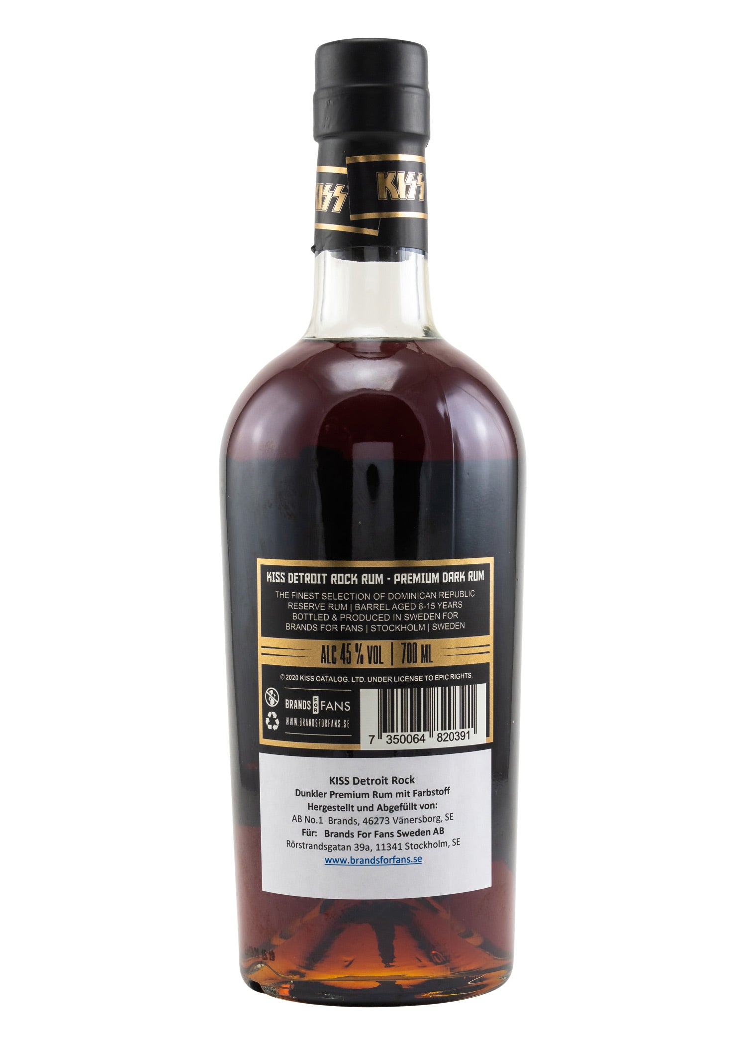 Imagen única de: Kiss Detroit Rock Premium Ron Oscuro 45% Vol. 0,7L