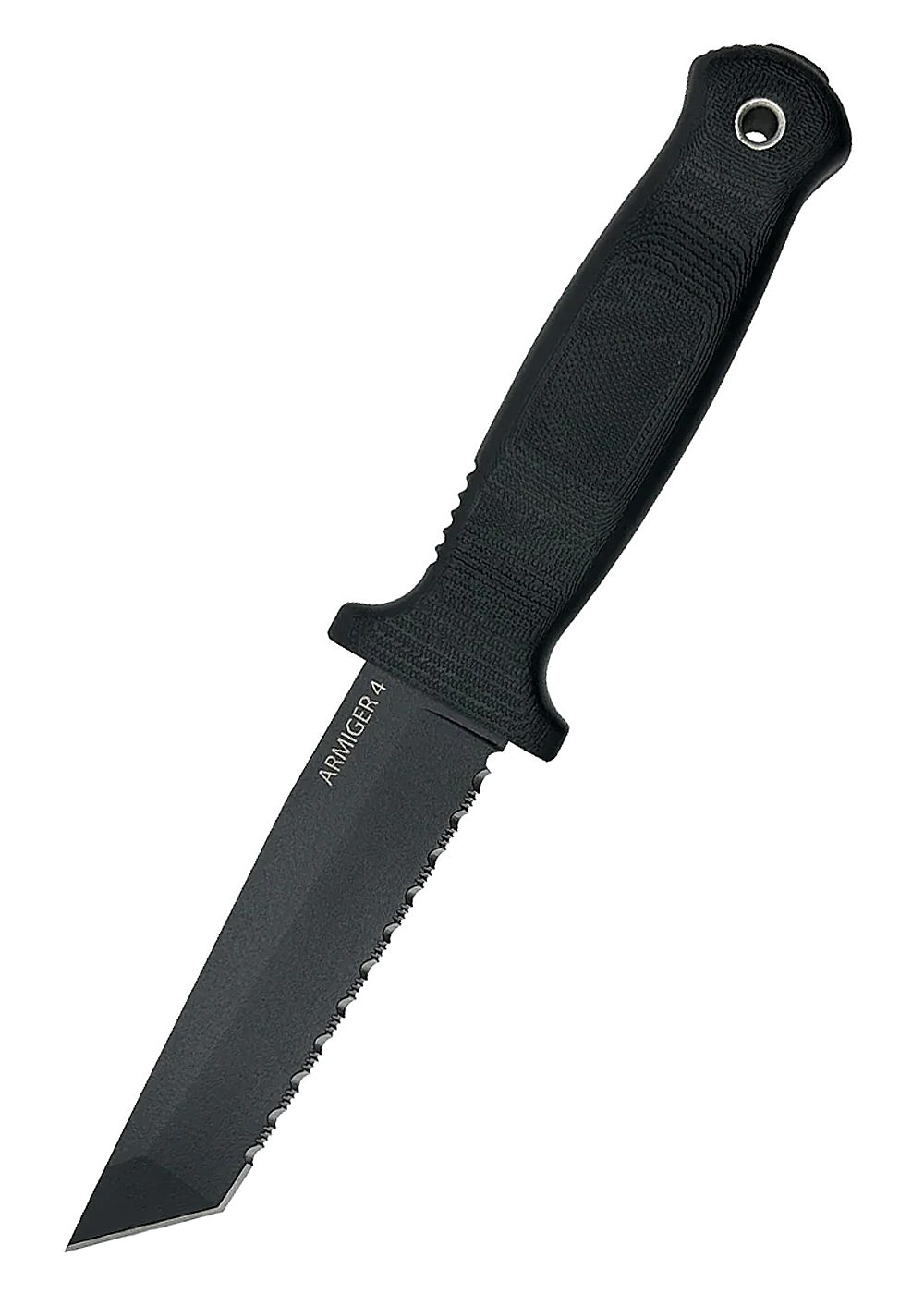 Imagen única de: Cuchillo Fijo Demko Armiger 4, Tanto, Filo Dentado, Negro