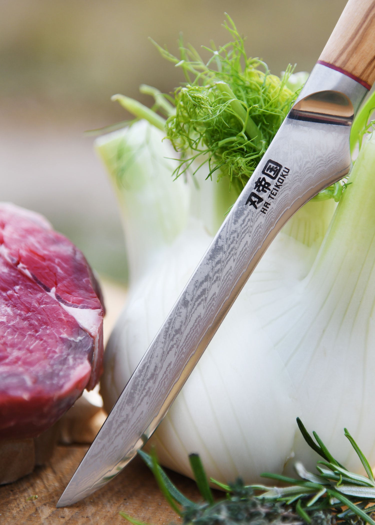 Imagen única de: Cuchillo Para Deshuesar, Acero De Damasco