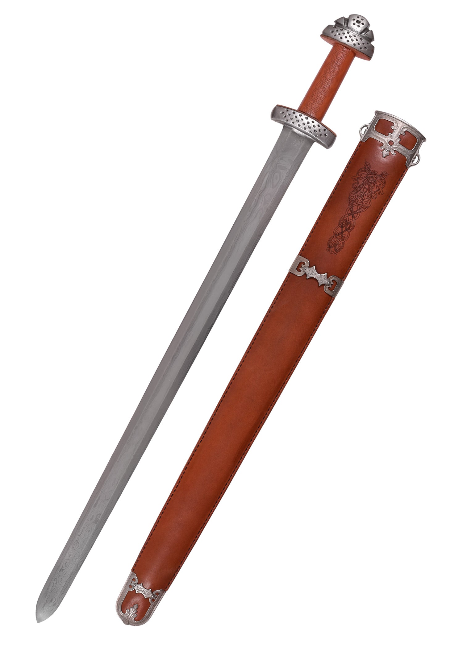 Imagen única de: La Espada Vikinga De Trondheim Fabricada En Acero De Damasco., Afilada