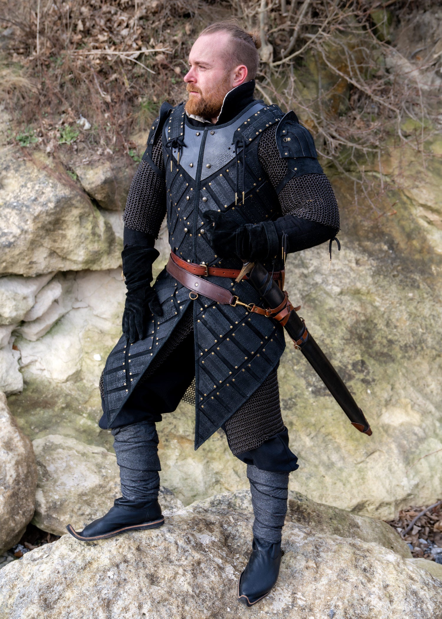 Imagen única de: Armadura Woodsman Larp, Ante, Negra