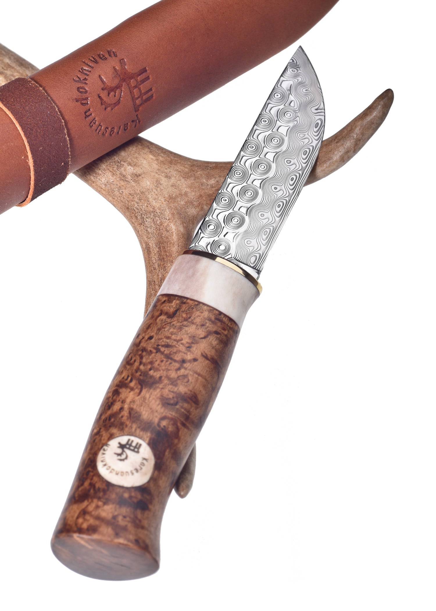 Imagen única de: Cuchillo De Caza Älgen Brun Damasteel, Rose, Karesuando