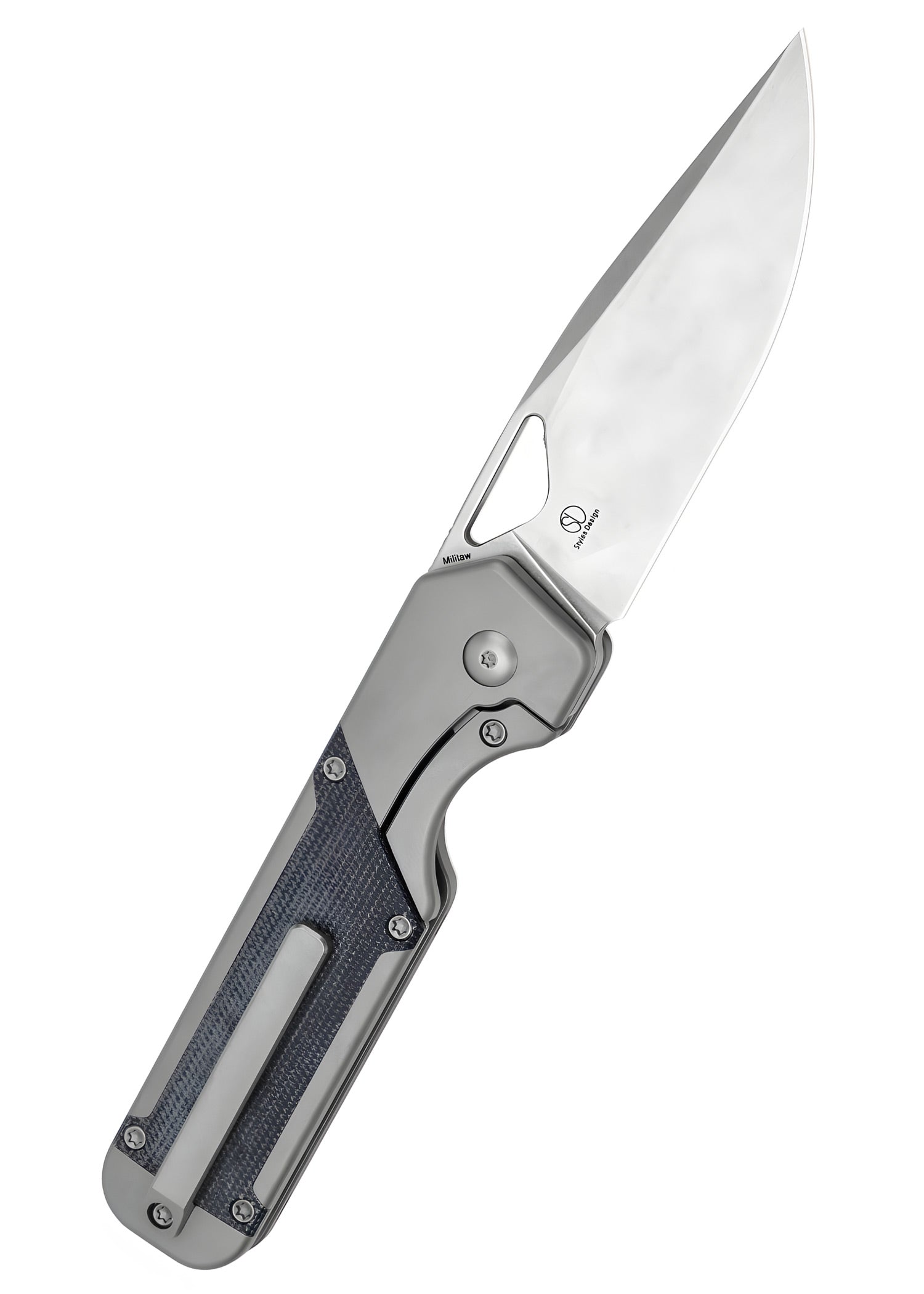 Imagen única de: Navaja Kizer Knives Militaw, Titanio + Micarta, Lavada A La Piedra