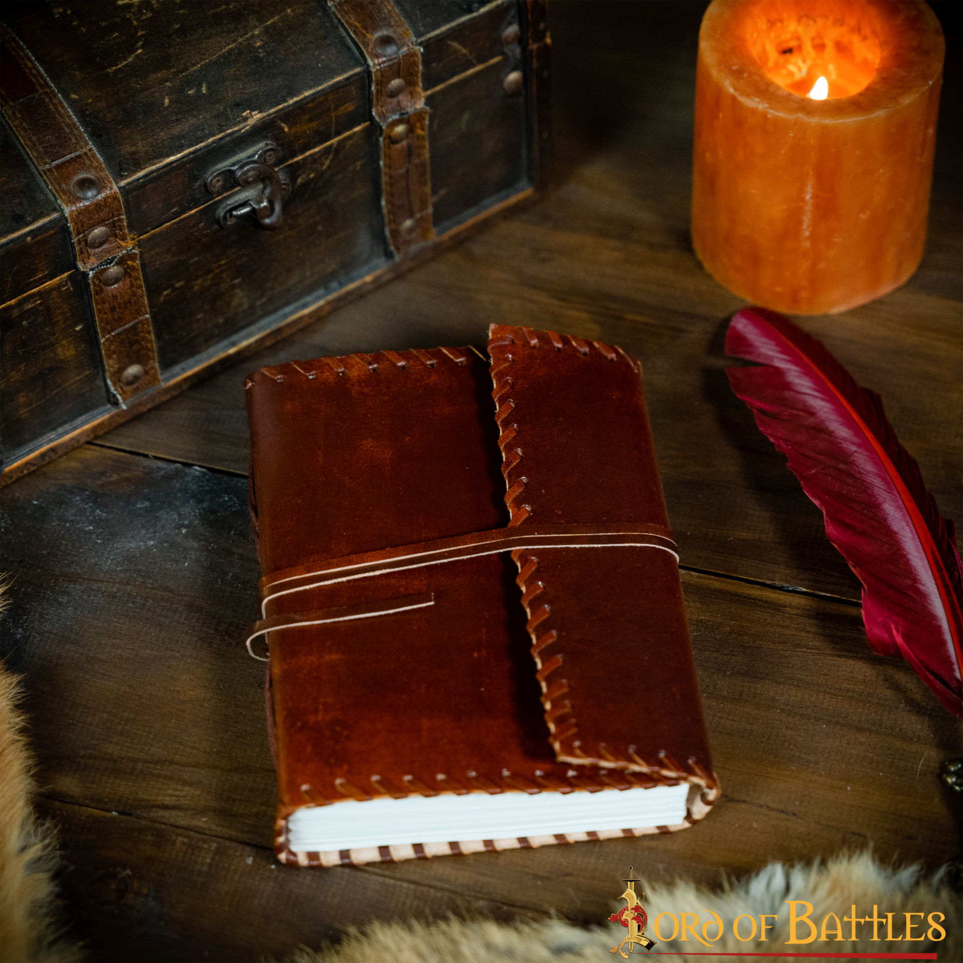 Imagen única de: Diario Medieval con Bordes Cosidos Diario de Cuero Vintage